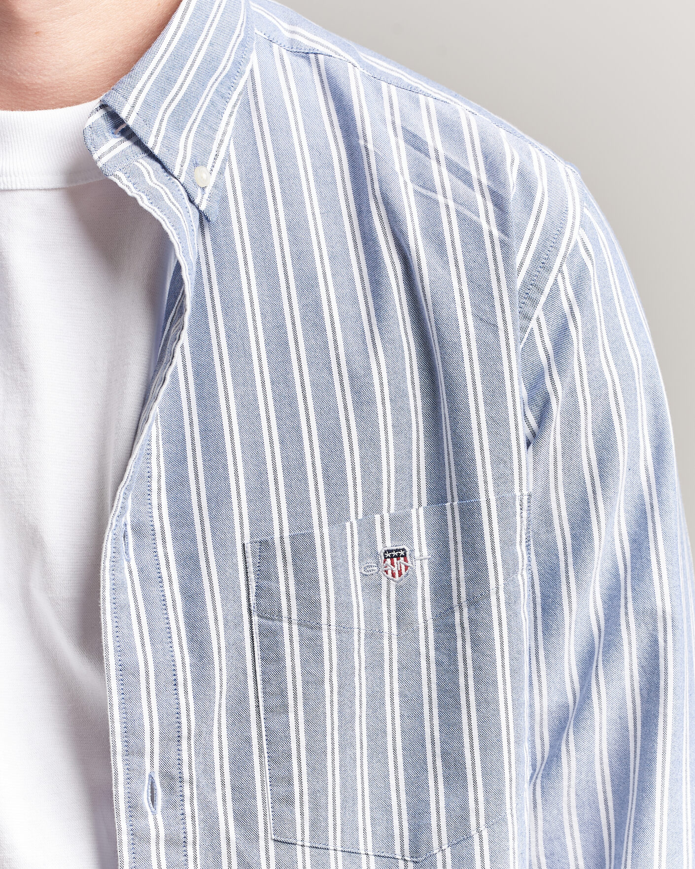 Herr | Skjortor | Gant | Regular Fit Classic Striped Oxford Shirt  College Blue