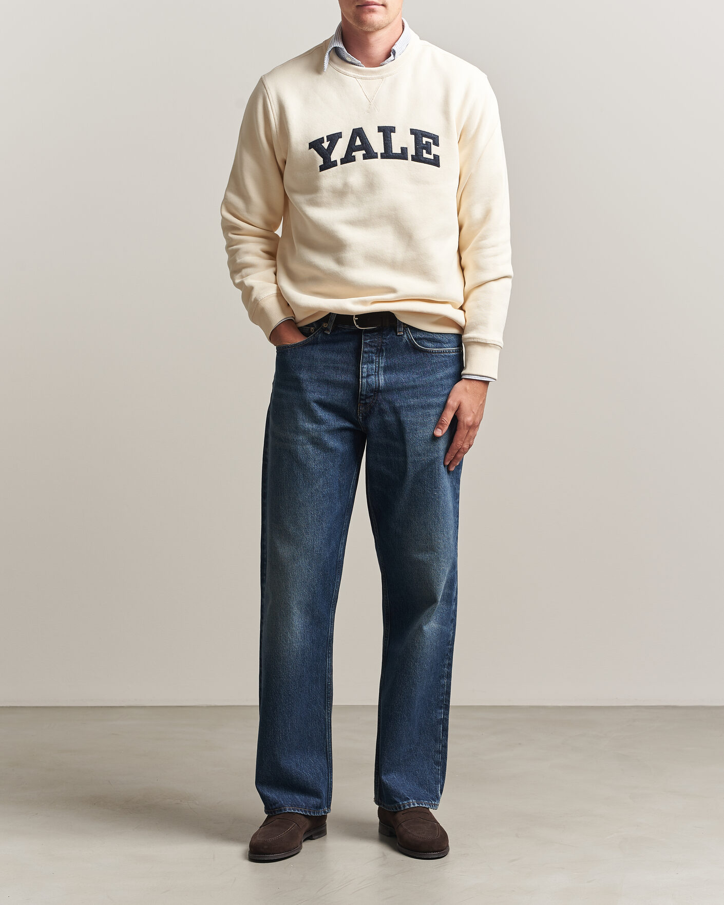 Herr | Tröjor | Gant | YALE Crew Neck Sweatshirt Cream