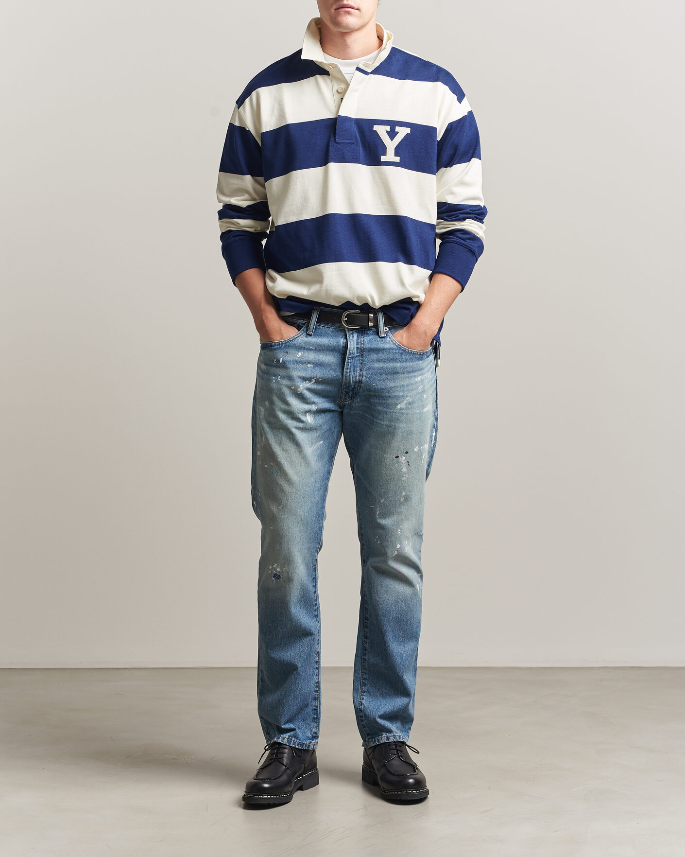 Herr | Tröjor | Gant | YALE Striped Heavy Rugger Rich Navy