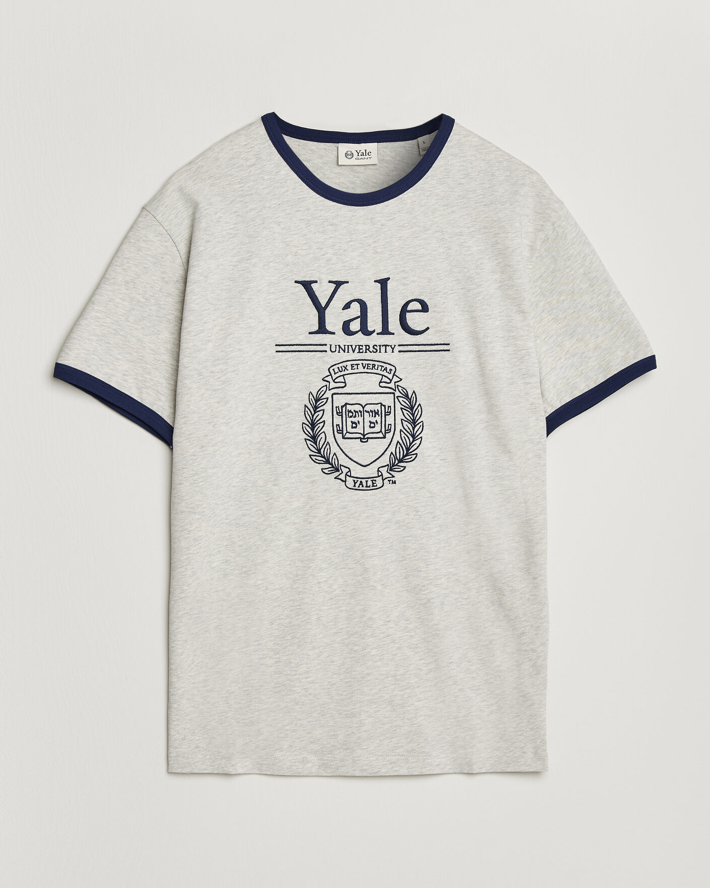 Herr | T-Shirts | Gant | YALE Crew Neck T-Shirt Grey Melange