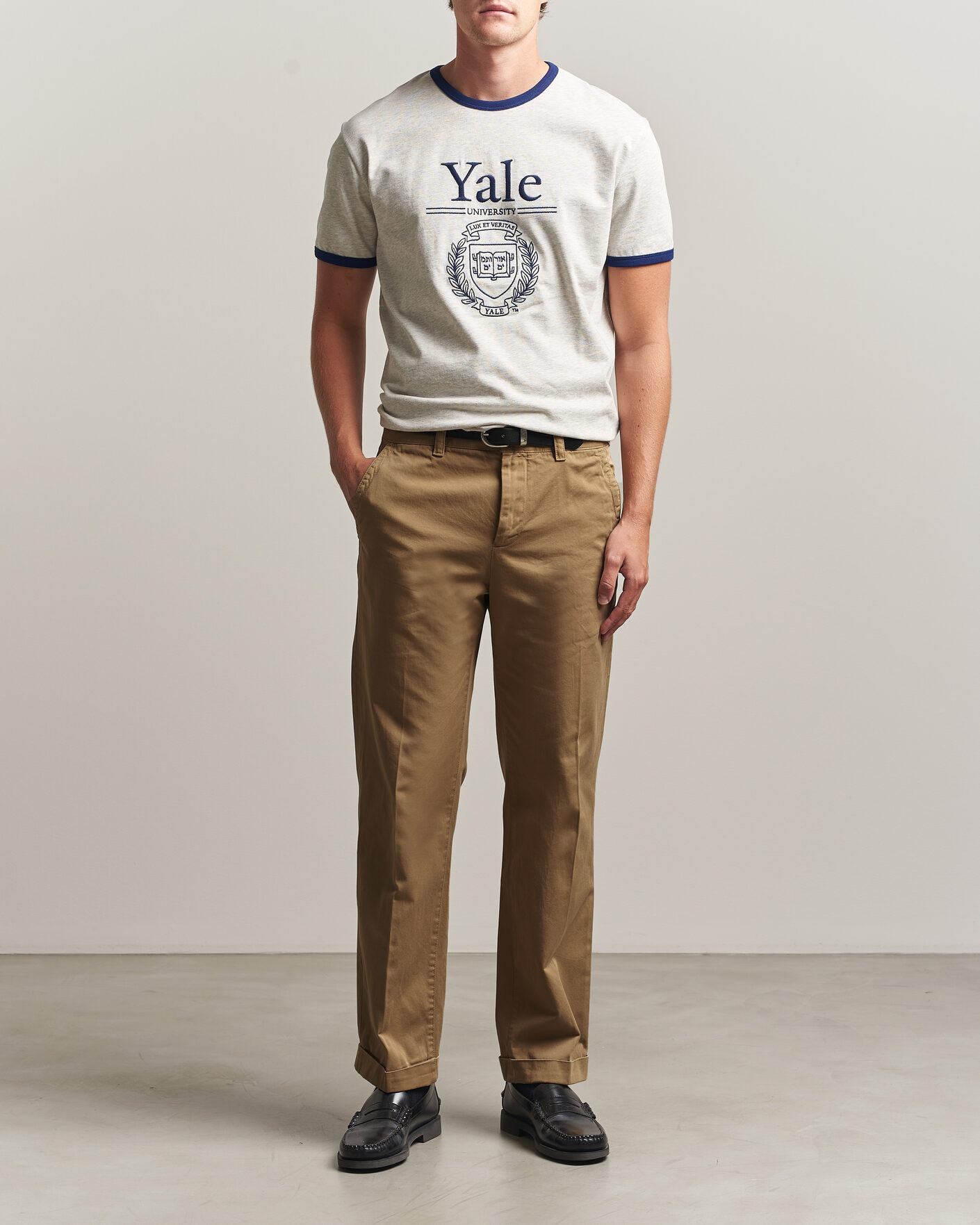 Herr | T-Shirts | Gant | YALE Crew Neck T-Shirt Grey Melange