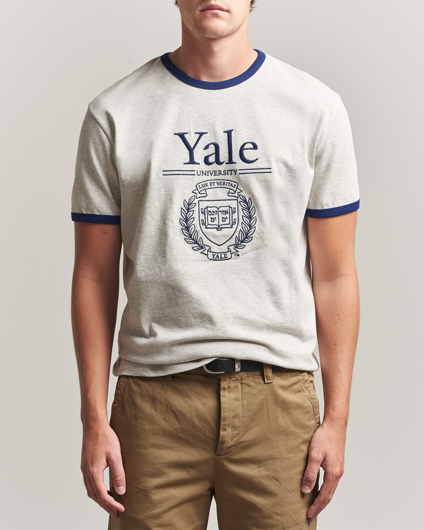 Herr | T-Shirts | Gant | YALE Crew Neck T-Shirt Grey Melange