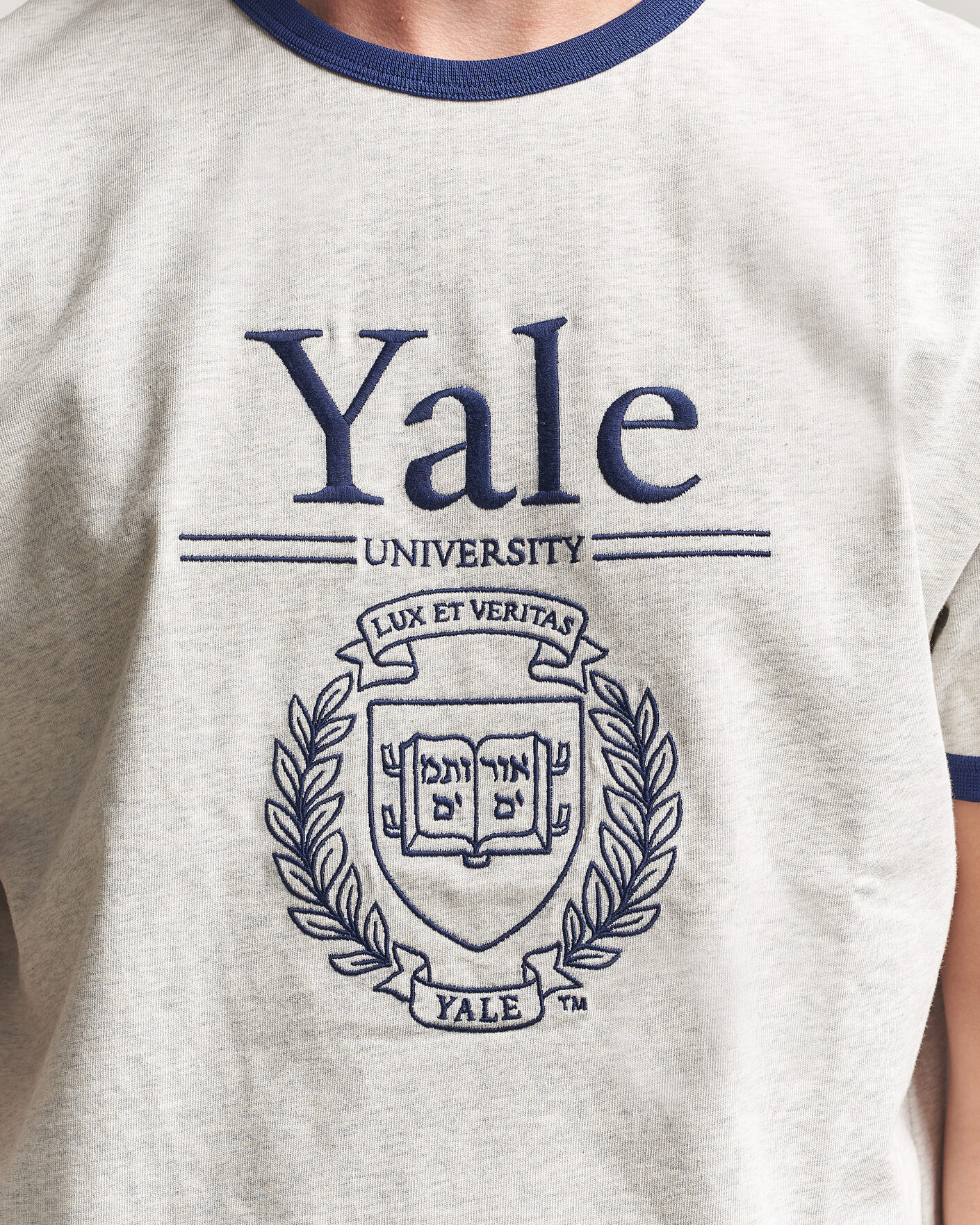 Herr | T-Shirts | Gant | YALE Crew Neck T-Shirt Grey Melange