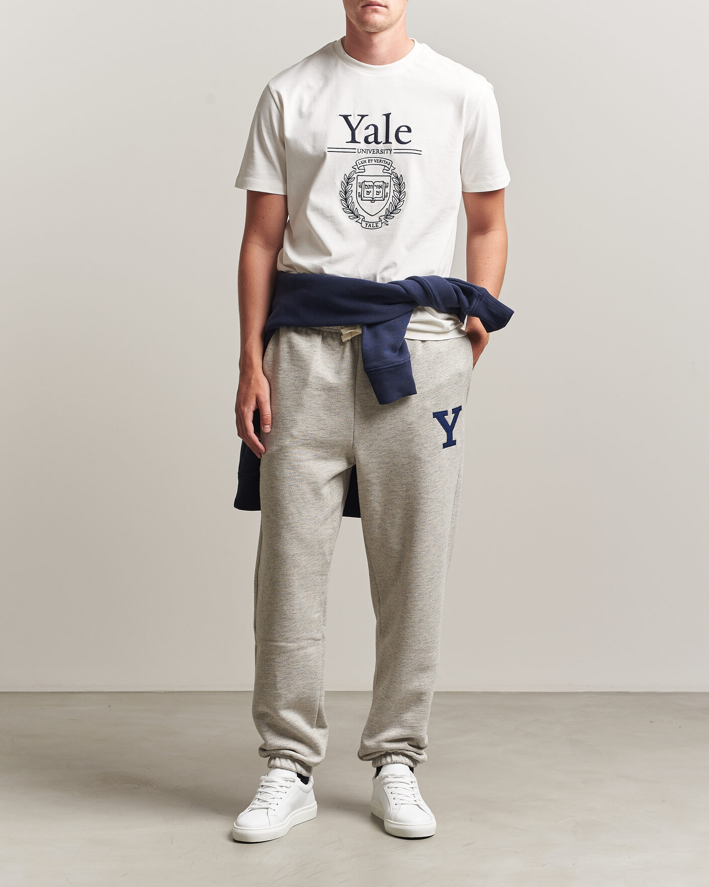 Herr | Byxor | Gant | YALE Sweatpants Grey Melange