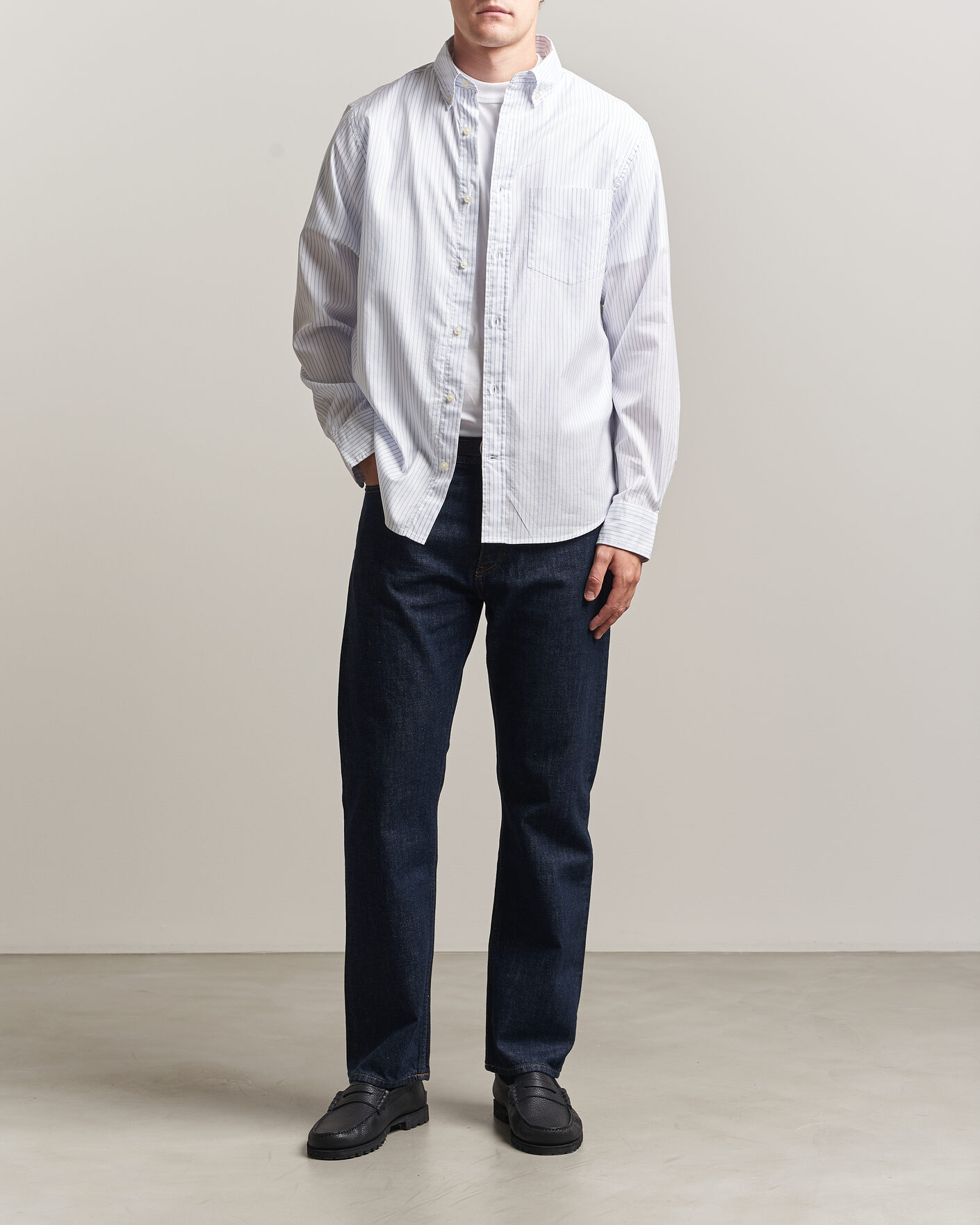 Herr | Skjortor | Gant | YALE Regular Fit Striped Oxford Shirt Light Blue