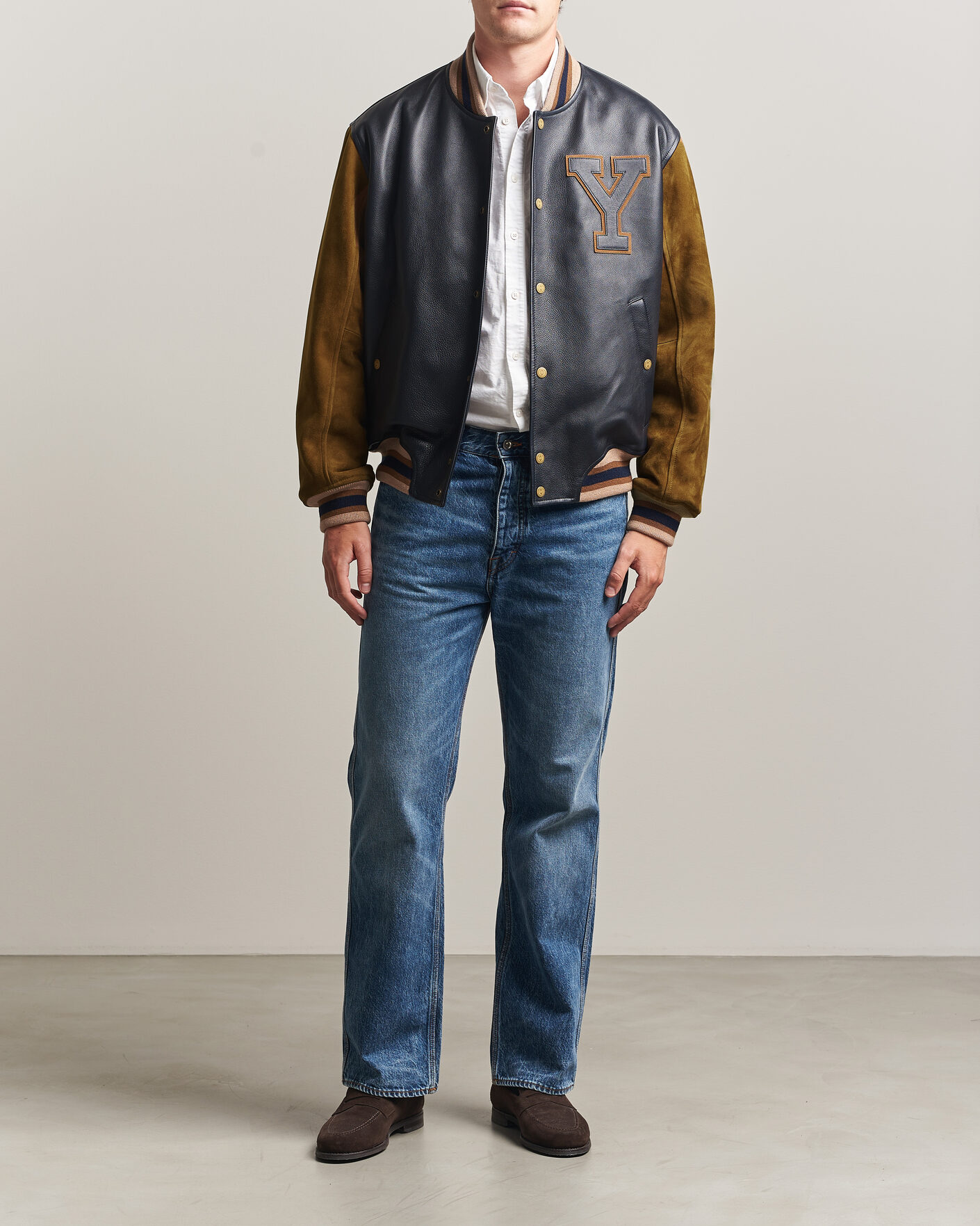 Herr | Jackor | Gant | YALE Suede/Leather Varsity Jacket Navy