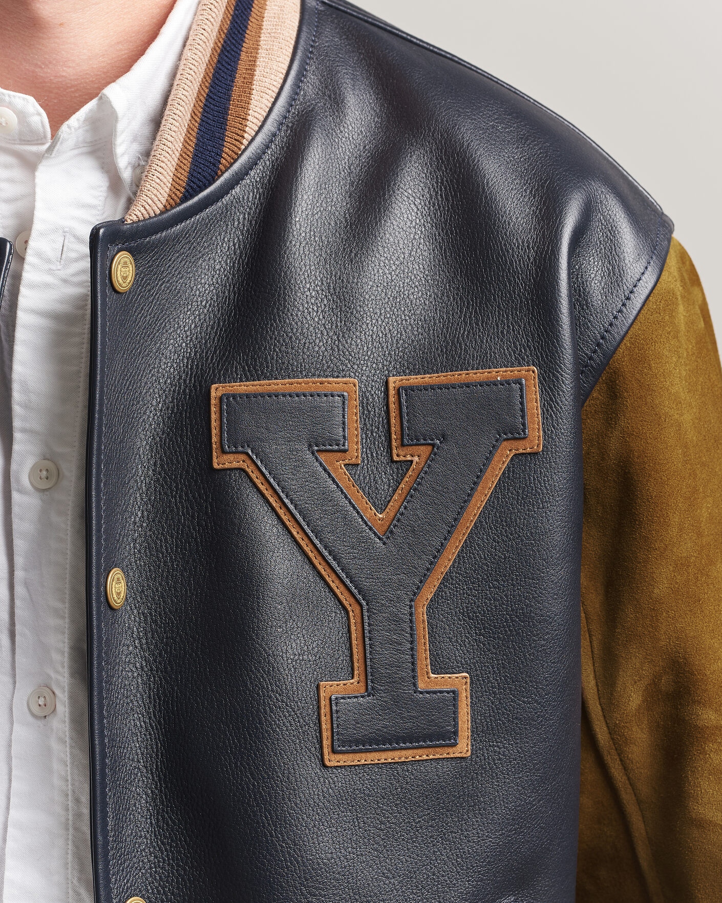 Herr | Jackor | Gant | YALE Suede/Leather Varsity Jacket Navy