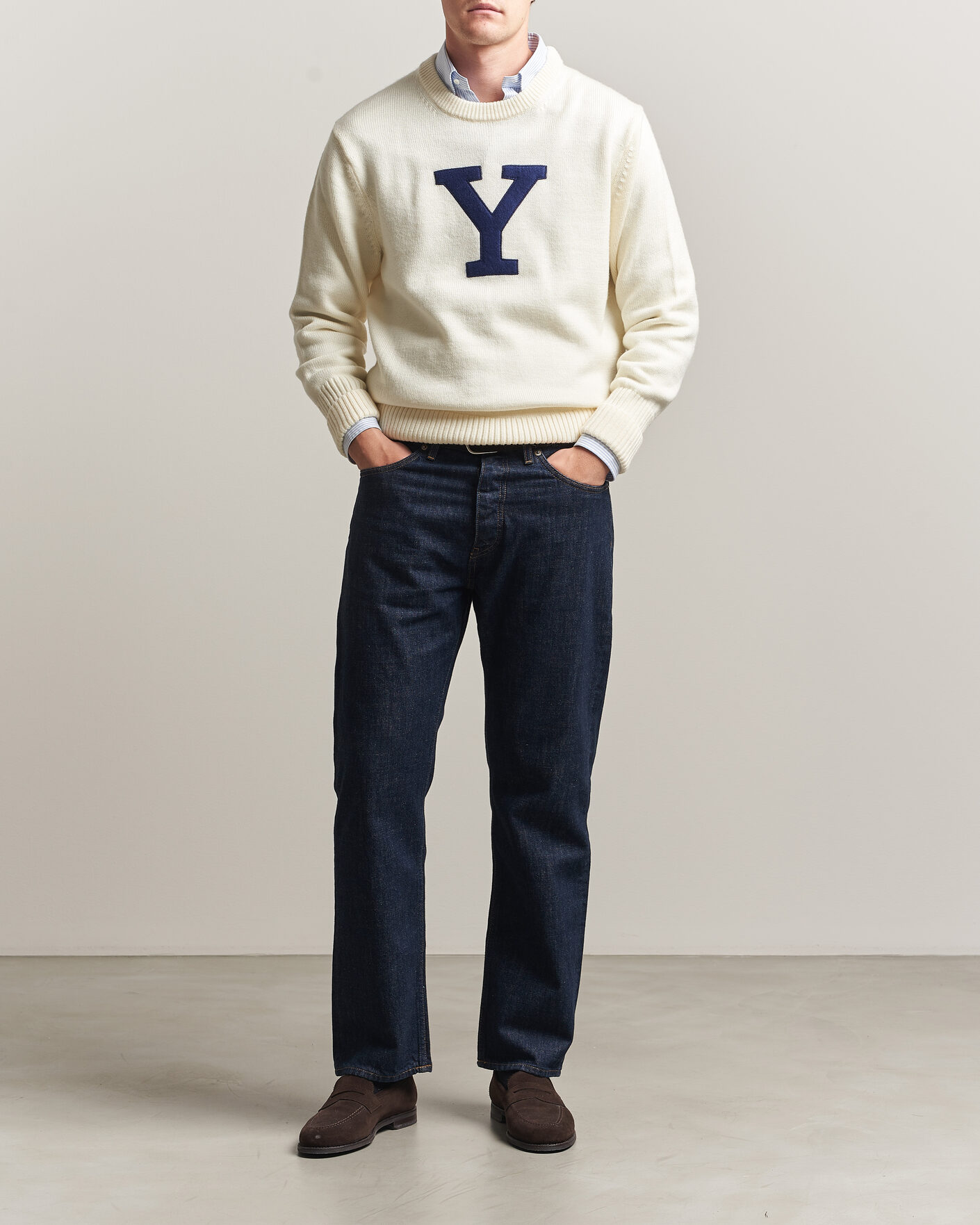 Herr | Tröjor | Gant | YALE Merino Crew Neck Cream