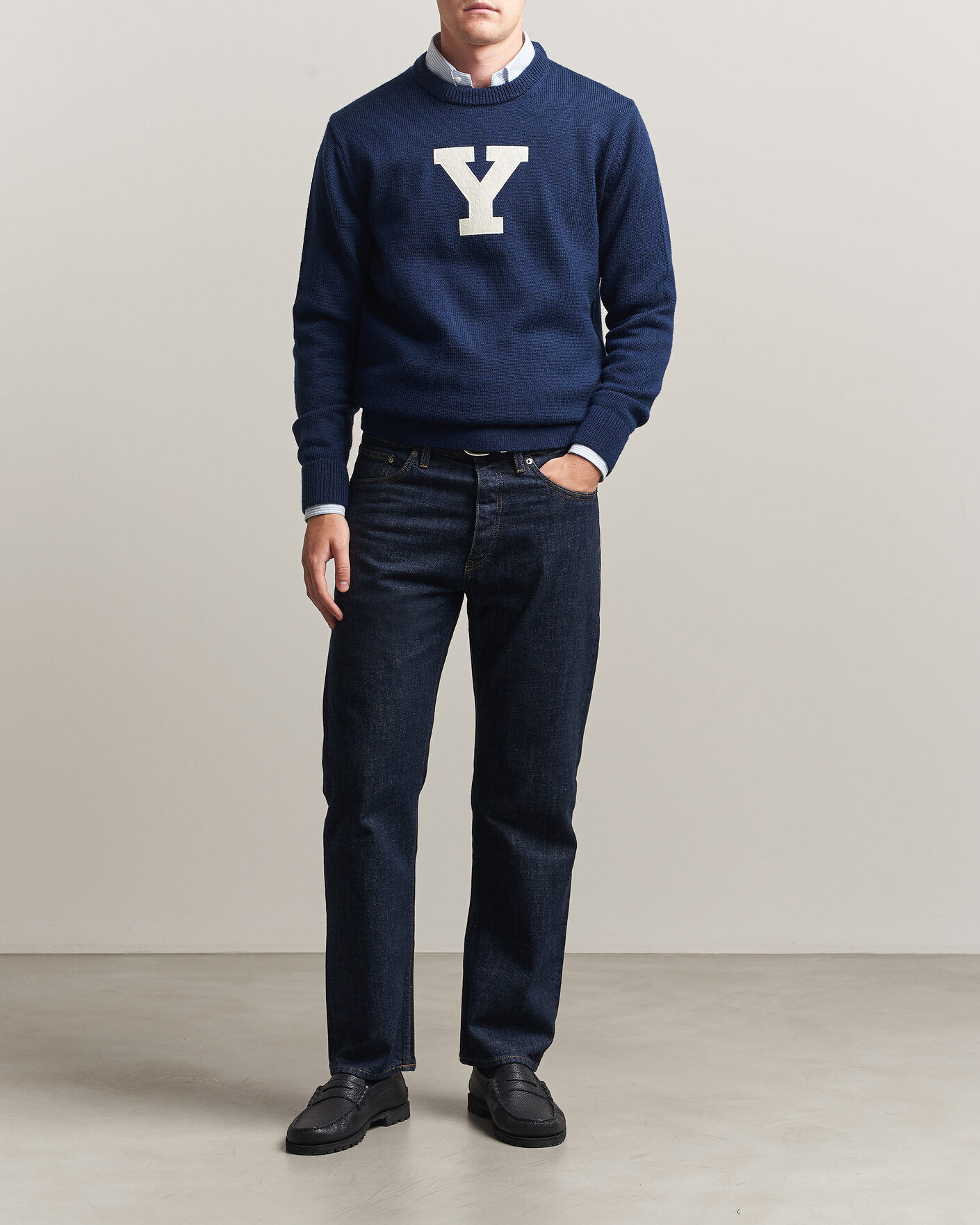 Herr | Tröjor | Gant | YALE Merino Crew Neck Marine