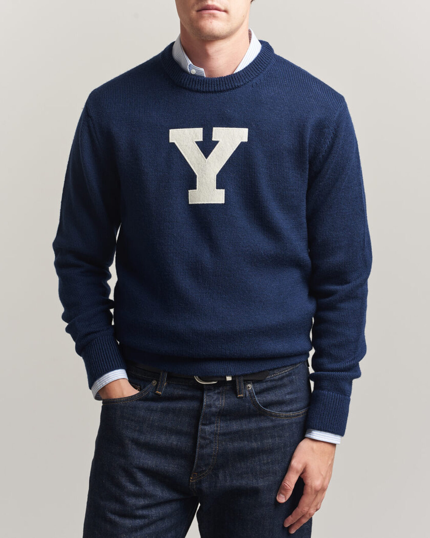 Herr | Tröjor | Gant | YALE Merino Crew Neck Marine
