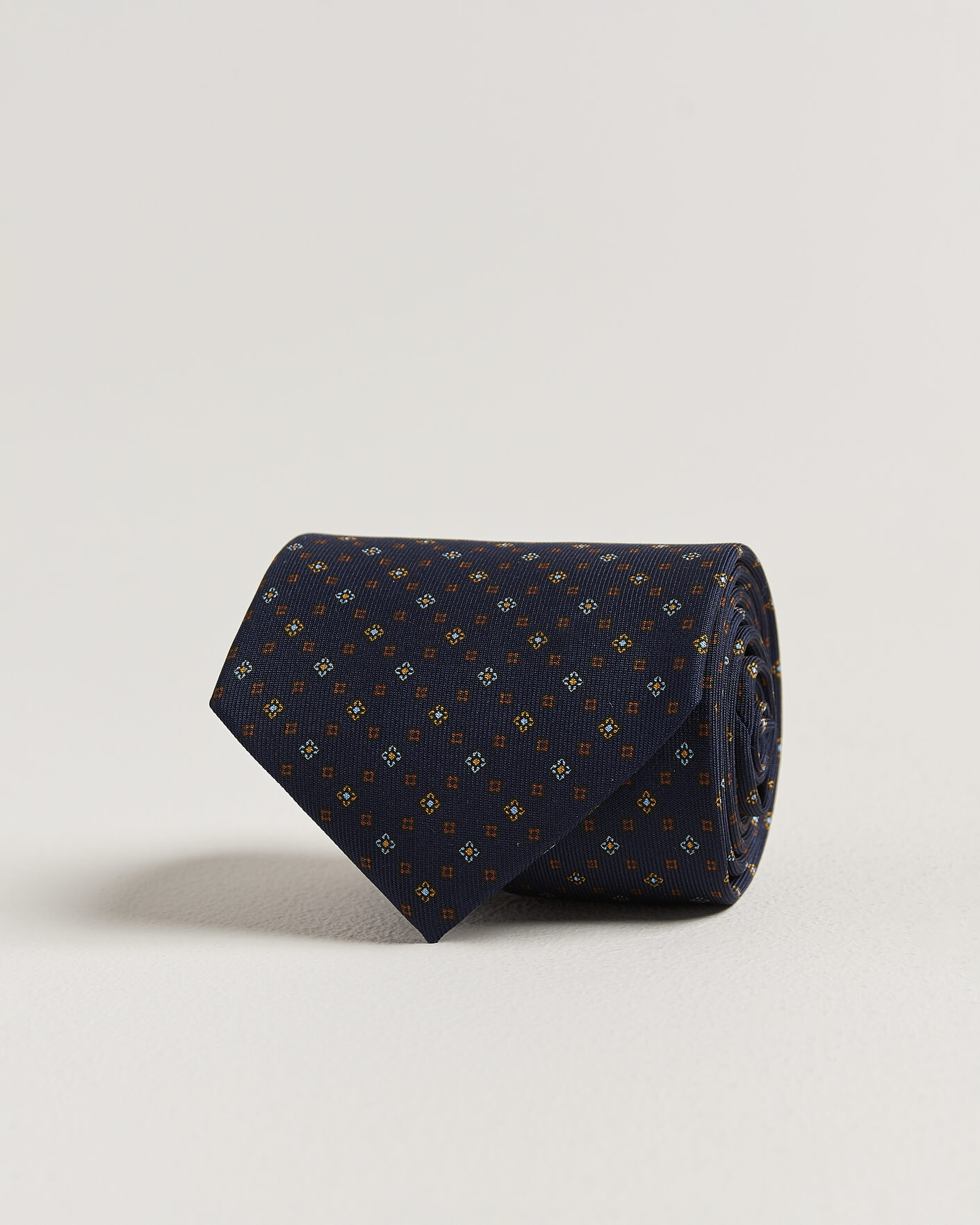 Herr | Slipsar | E. Marinella | 3-Fold Printed Silk Tie Navy