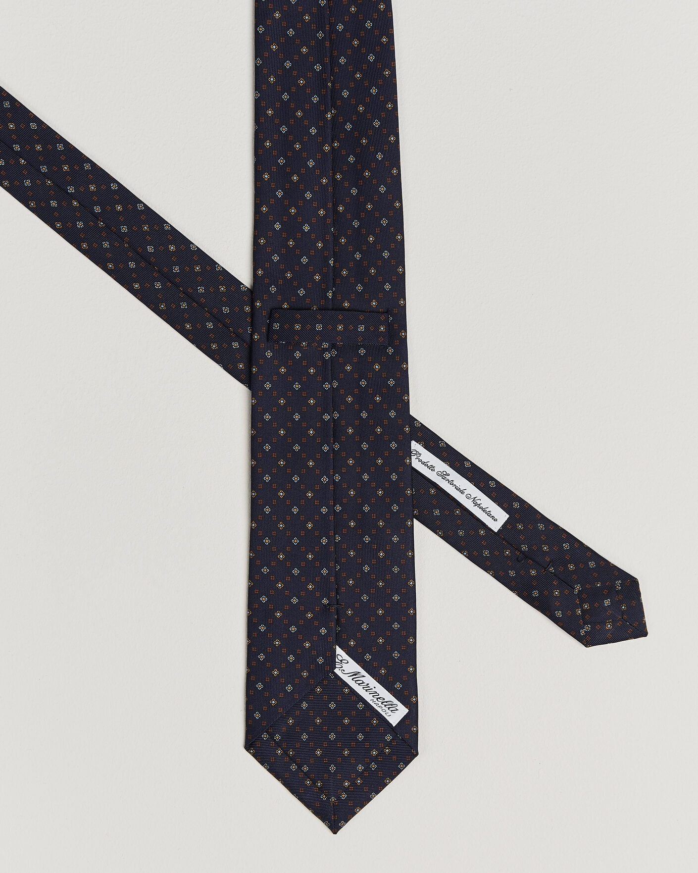 Herr | Slipsar | E. Marinella | 3-Fold Printed Silk Tie Navy