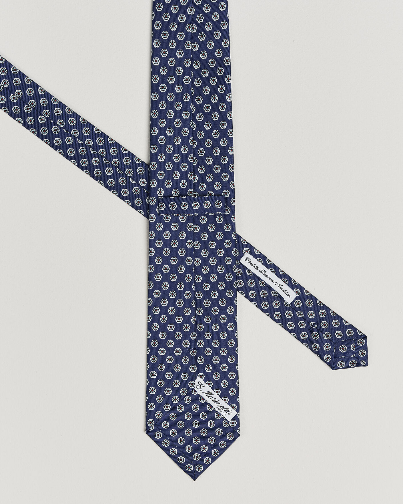 Herr | Slipsar | E. Marinella | 3-Fold Printed Silk Tie Dark Blue
