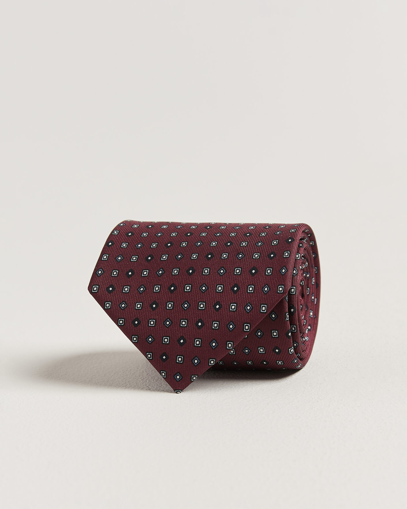 Herr | Slipsar | E. Marinella | 3-Fold Printed Silk Tie Burgundy