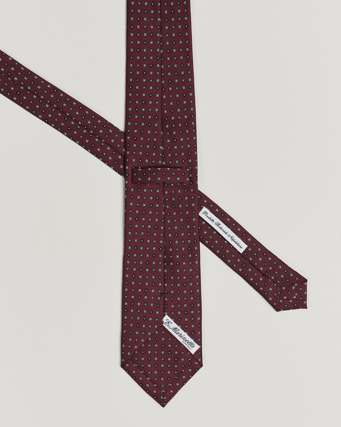 Herr | Slipsar | E. Marinella | 3-Fold Printed Silk Tie Burgundy