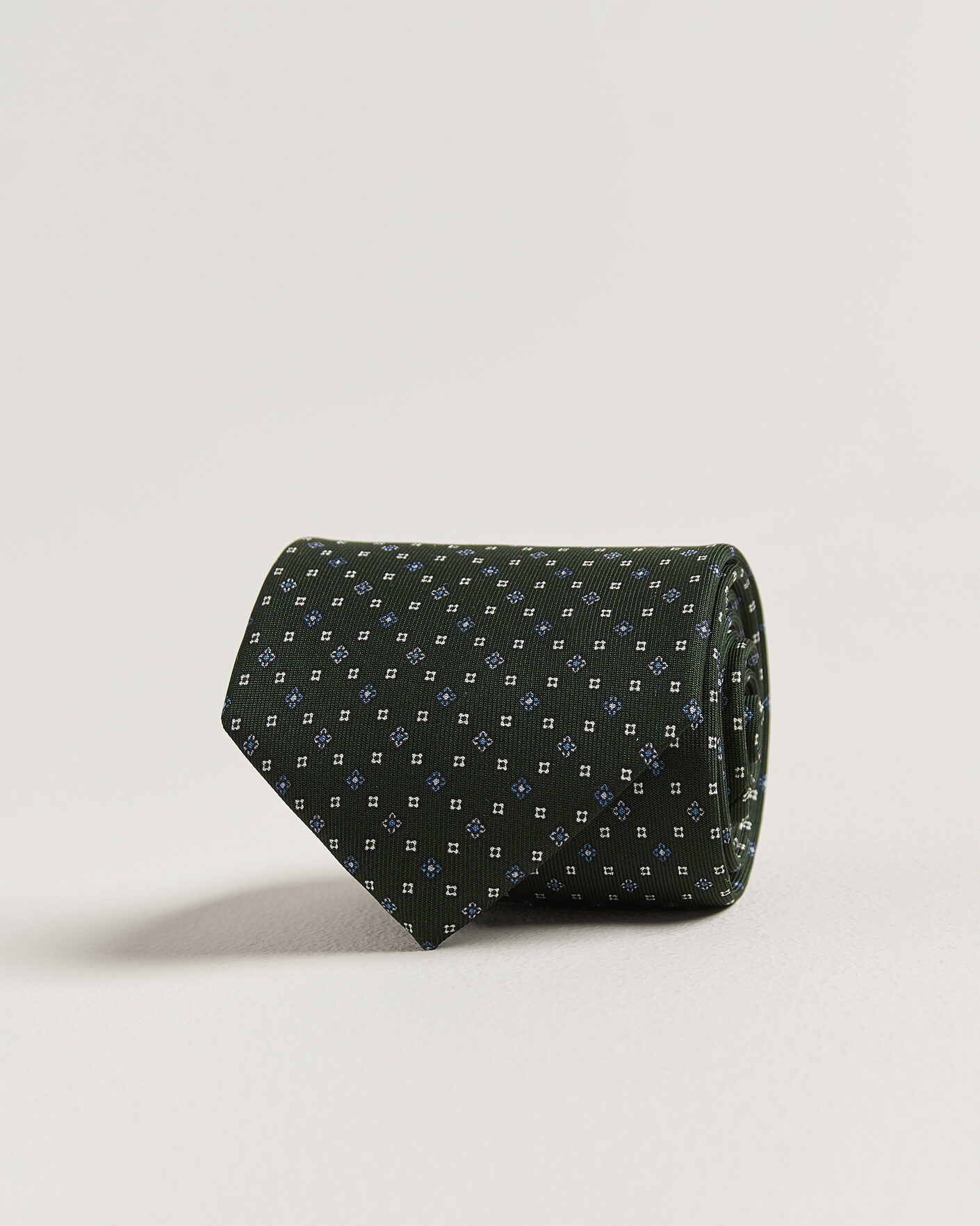 Herr | Slipsar | E. Marinella | 3-Fold Printed Silk Tie Dark Green
