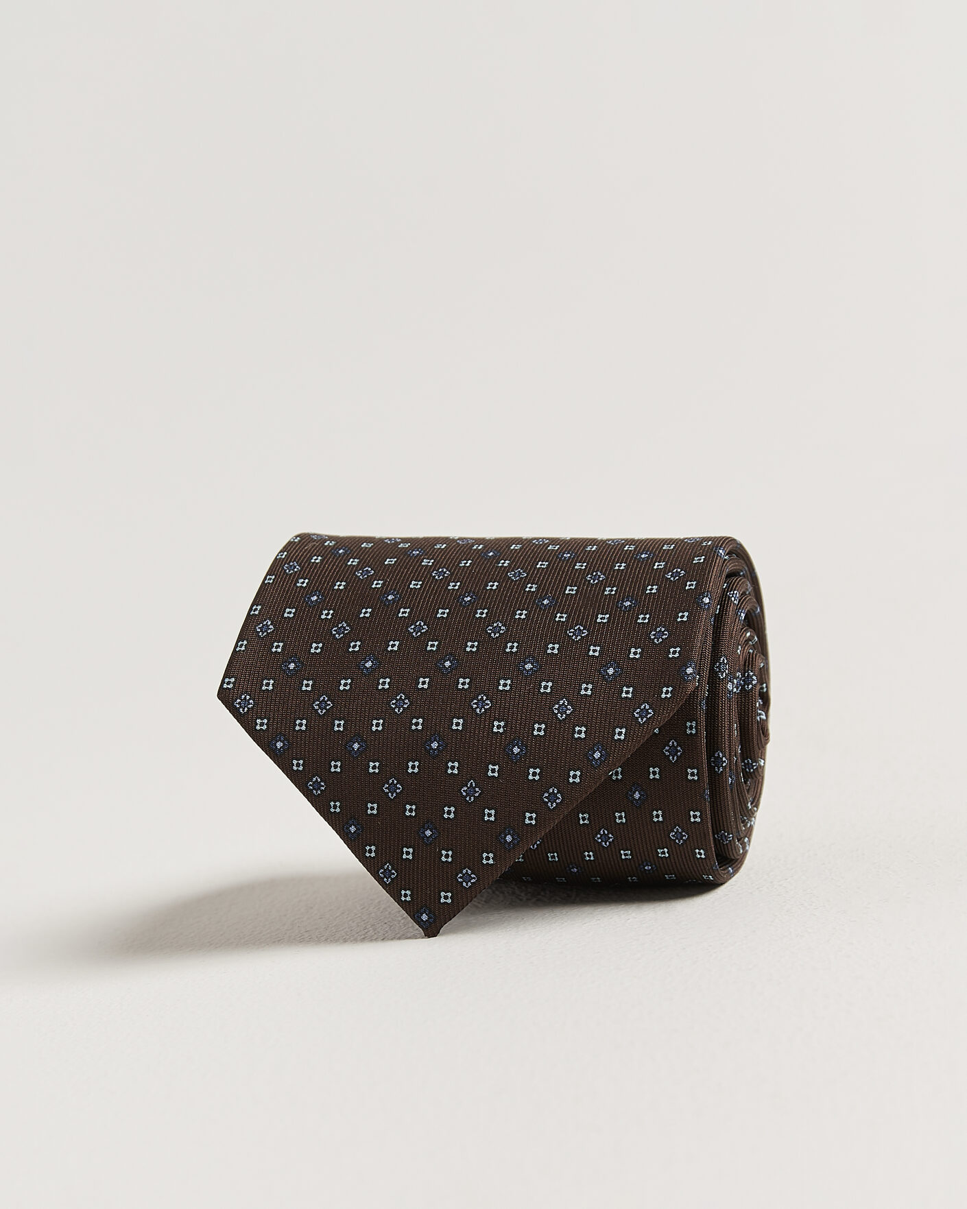 Herr | Slipsar | E. Marinella | 3-Fold Printed Silk Tie Brown
