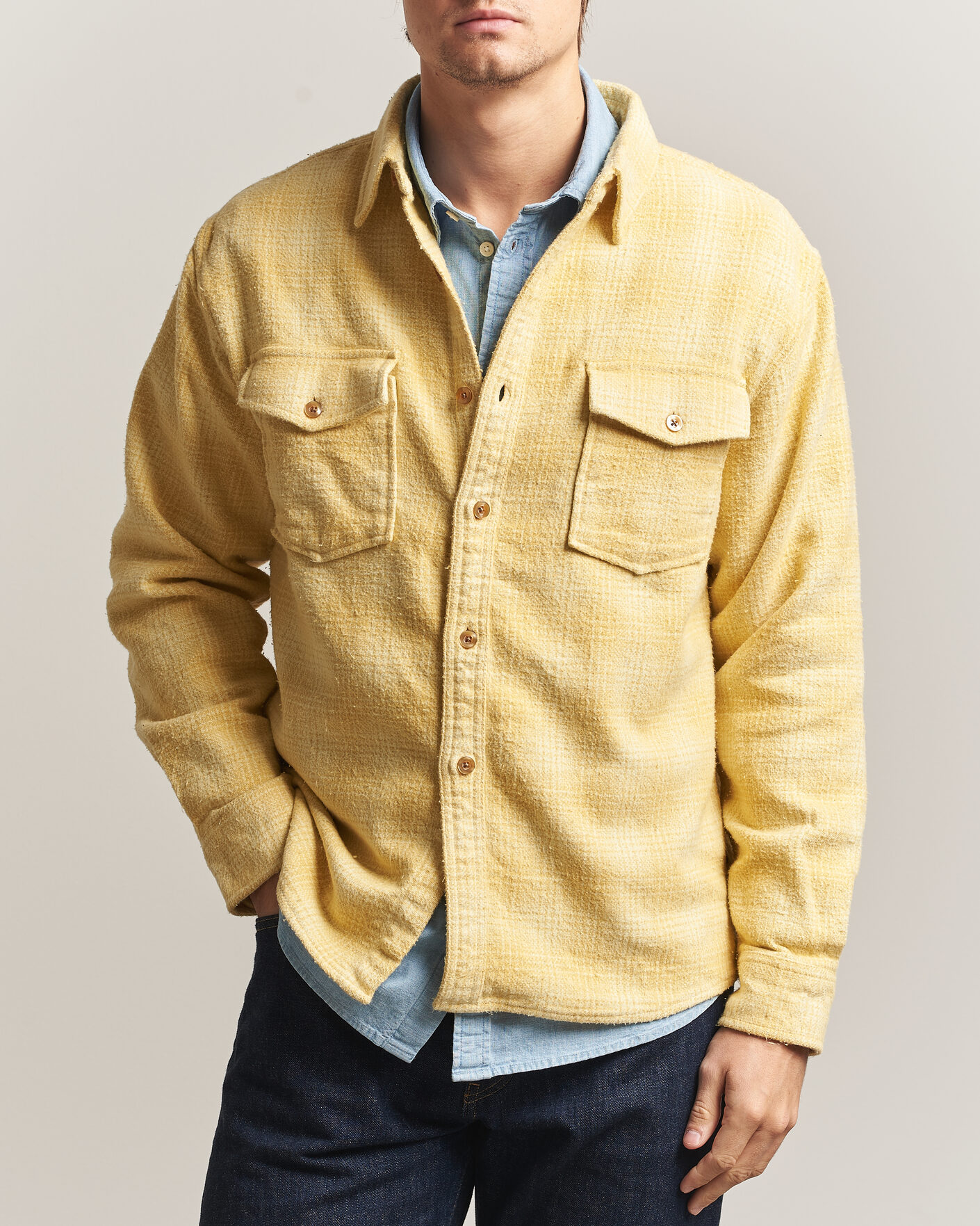 Herr | Skjortor | Pendleton | Big Pocket Shirt Cream Shadow