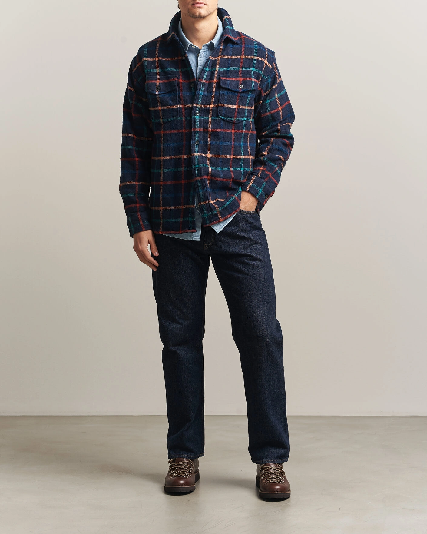 Herr | Skjortor | Pendleton | Big Pocket Shirt Dark Blue Check