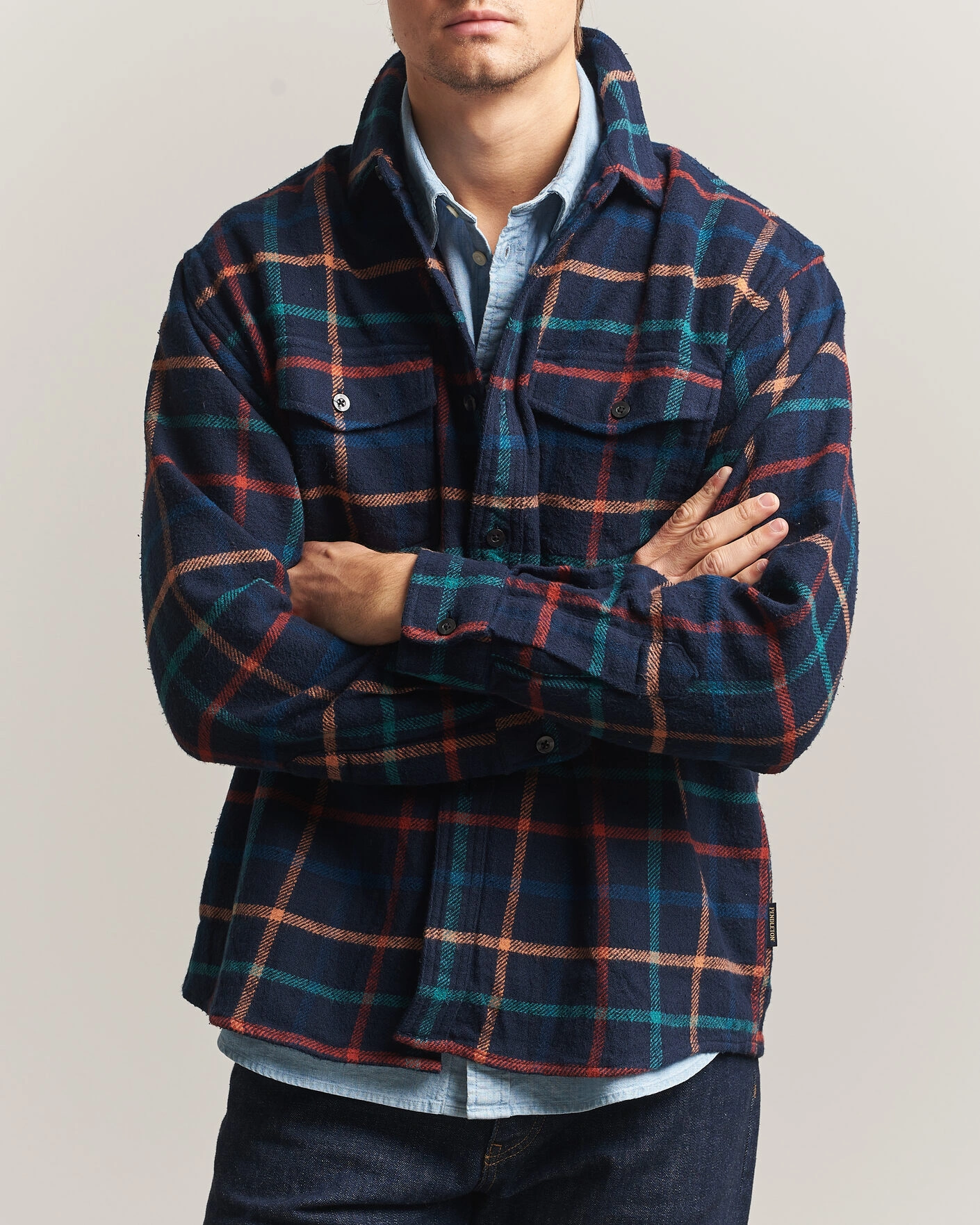 Herr | Skjortor | Pendleton | Big Pocket Shirt Dark Blue Check