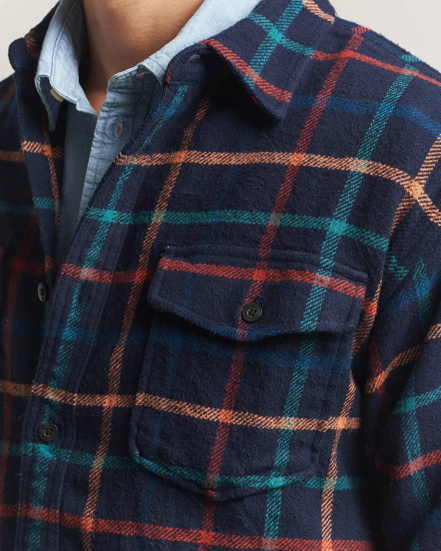 Herr | Skjortor | Pendleton | Big Pocket Shirt Dark Blue Check