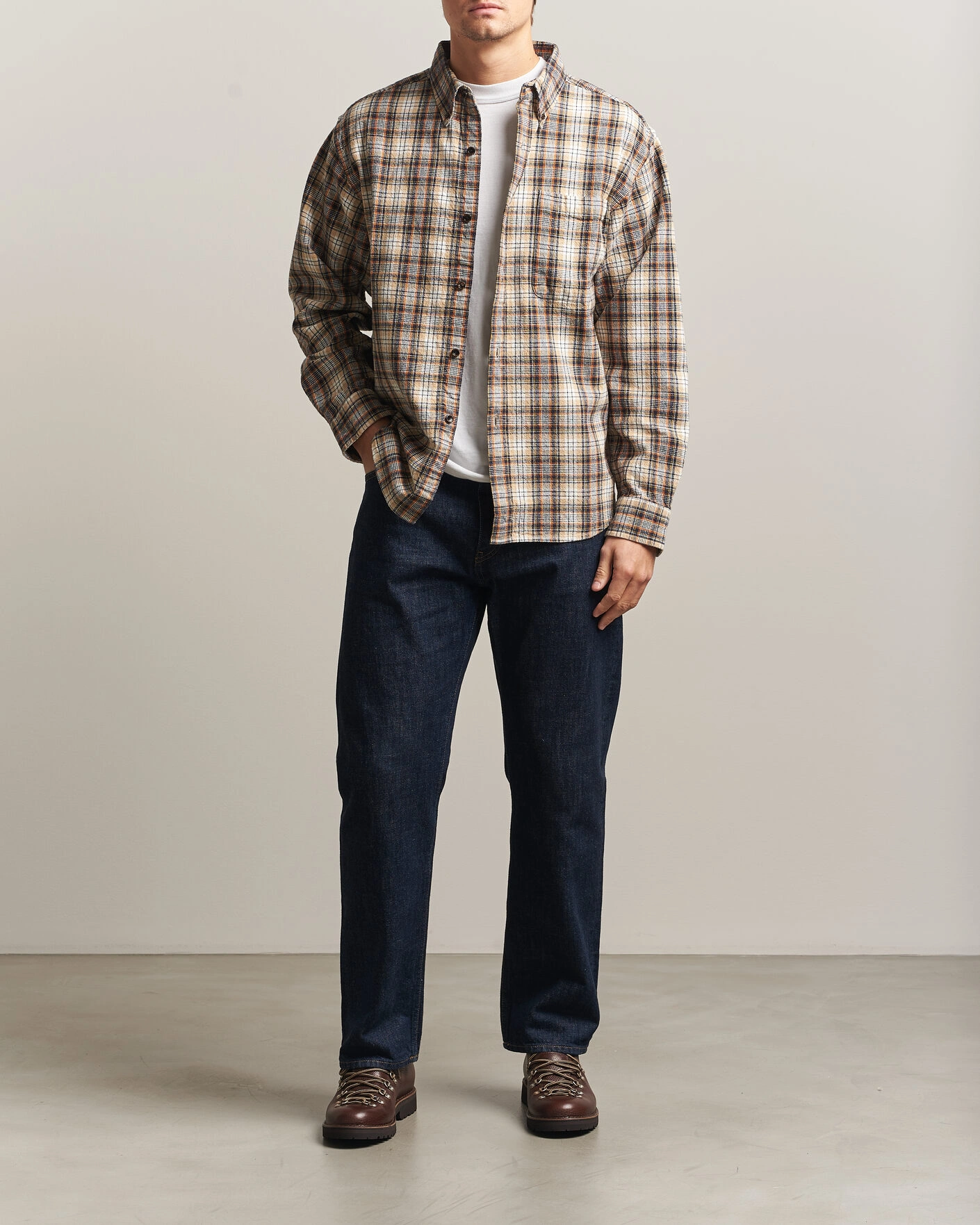 Herr | Skjortor | Pendleton | Flannel Button Down Shirt Brown Check