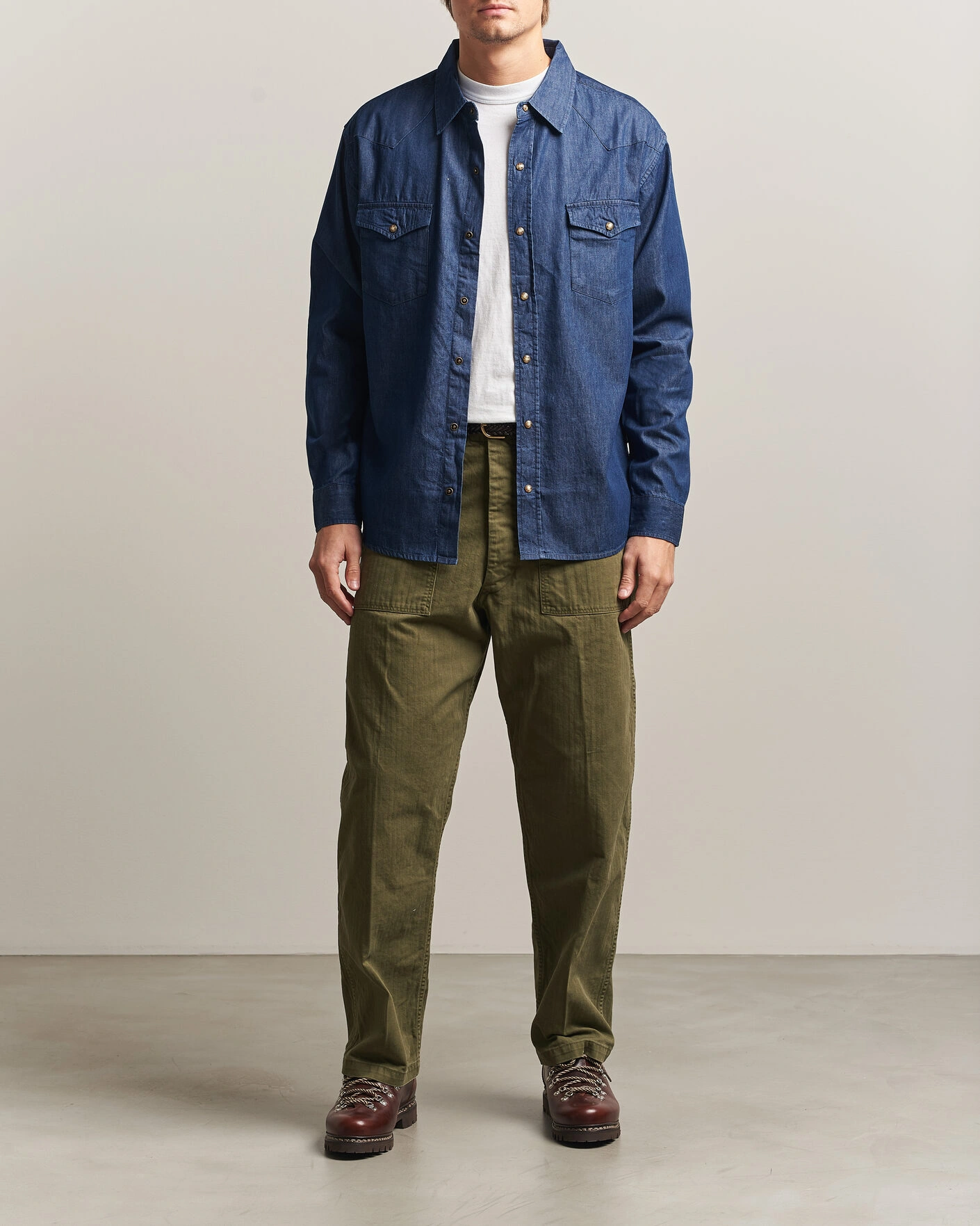 Herr | Skjortor | Pendleton | Chandler Western Shirt Indigo Chambray