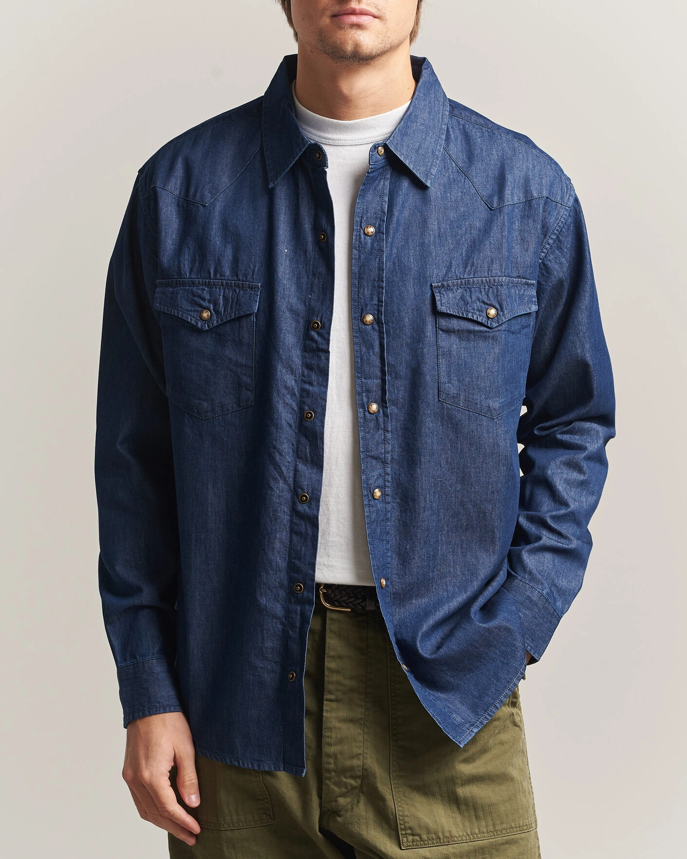 Herr | Skjortor | Pendleton | Chandler Western Shirt Indigo Chambray