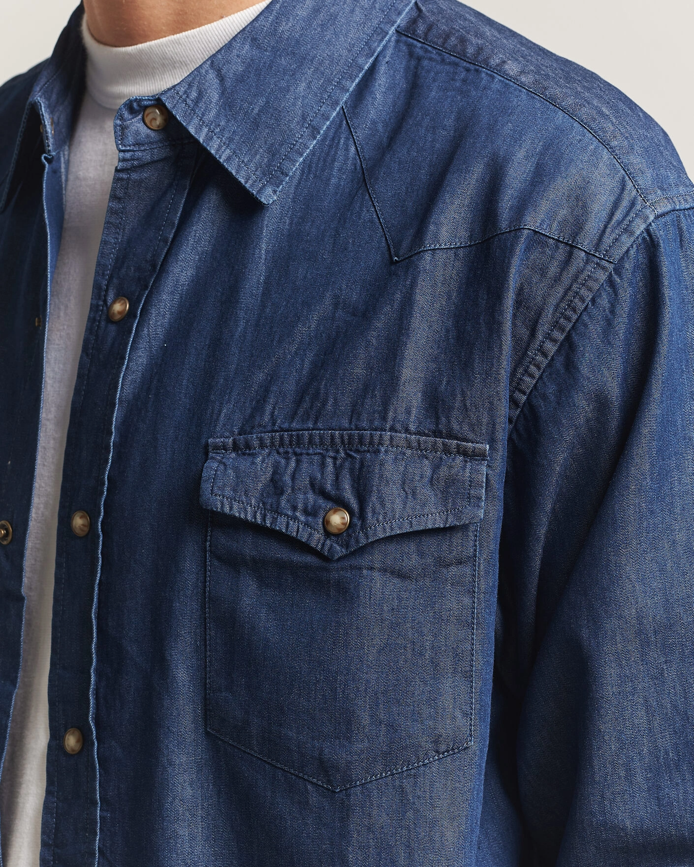 Herr | Skjortor | Pendleton | Chandler Western Shirt Indigo Chambray