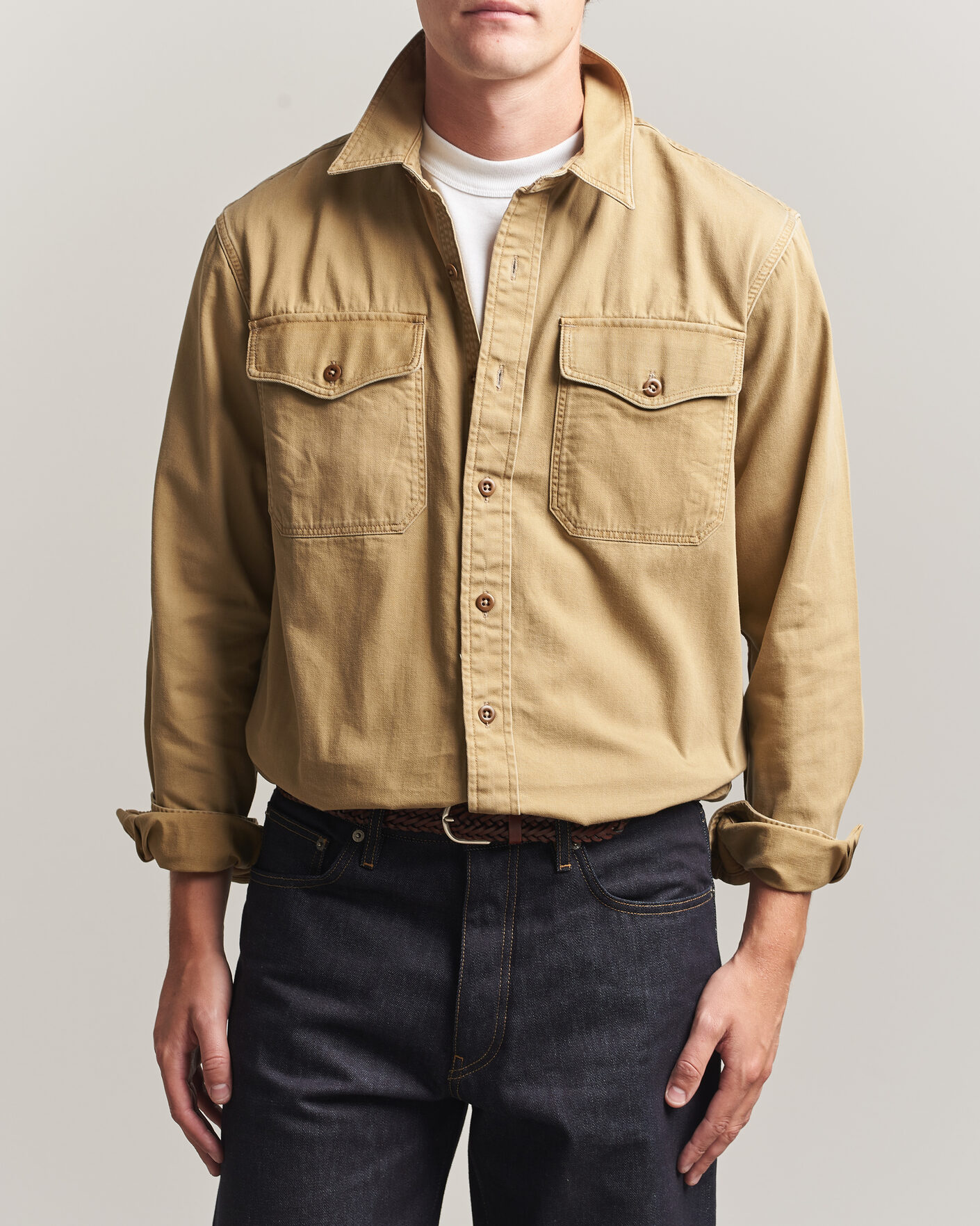 Herr | Skjortor | RRL | Officers Shirt Faded Tan