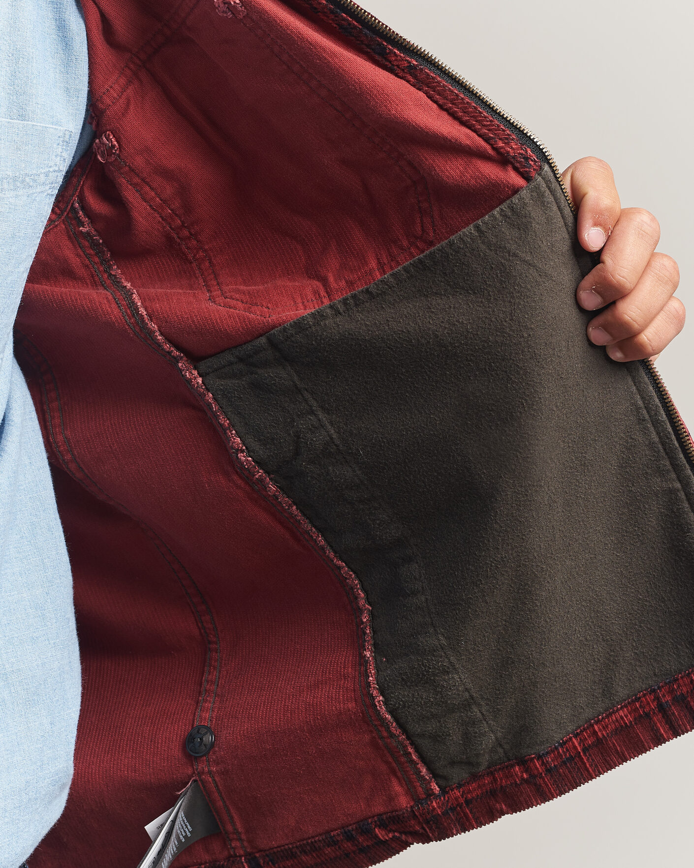 Herr | Jackor | RRL | Corduroy Zip Shirt Jacket Red/Black