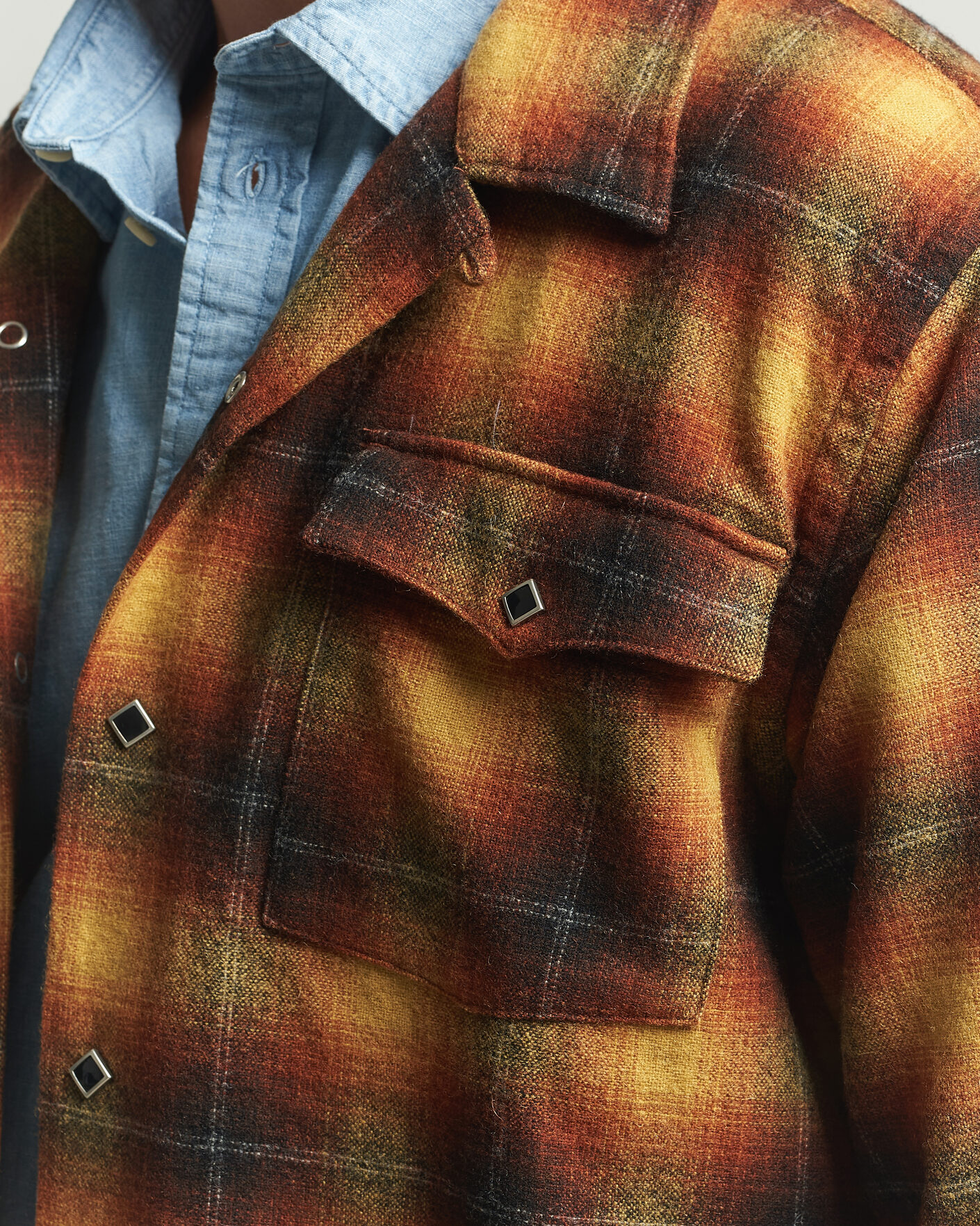 Herr | Skjortor | RRL | Jesse Plaid Camp Shirt Orange/Yellow