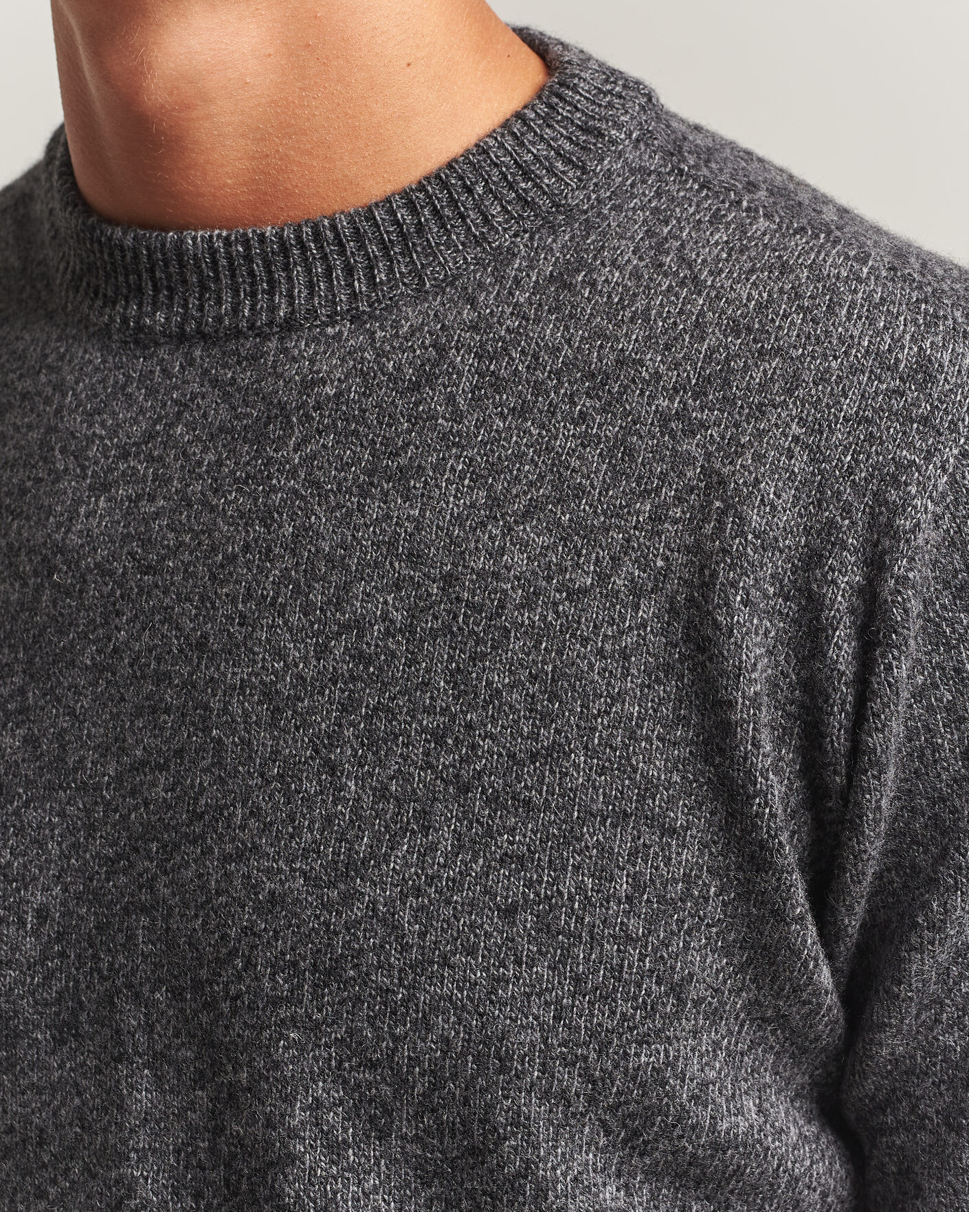 Herr | Tröjor | Altea | Wool/Cashmere Crew Neck Pullover Charcoal Melange