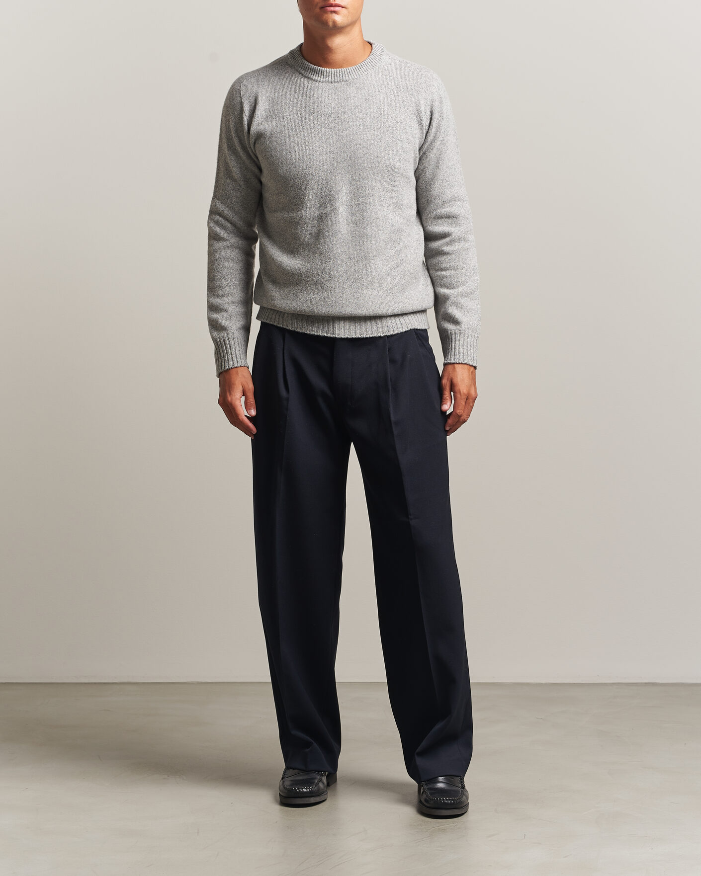 Herr | Tröjor | Altea | Wool/Cashmere Crew Neck Pullover Light Grey