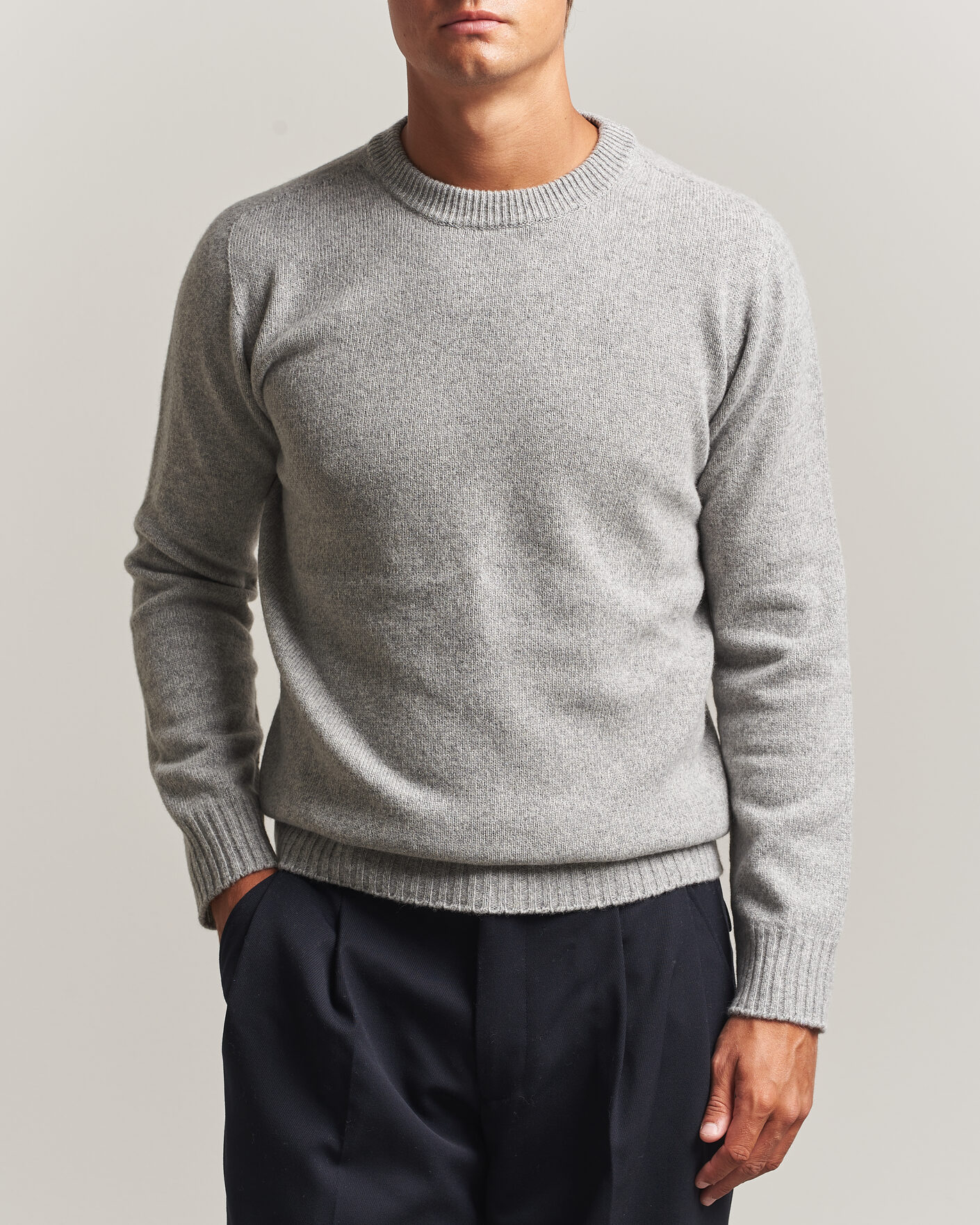 Herr | Tröjor | Altea | Wool/Cashmere Crew Neck Pullover Light Grey