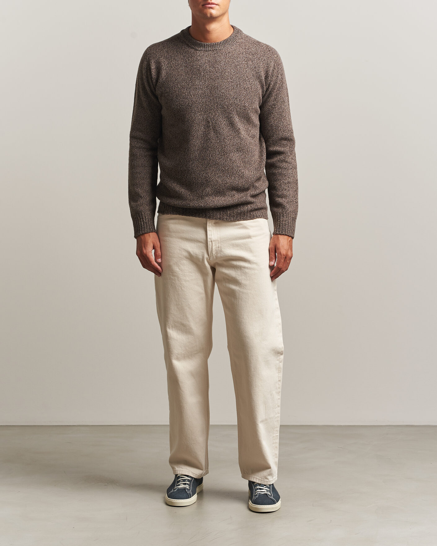 Herr | Tröjor | Altea | Wool/Cashmere Crew Neck Pullover Brown Melange