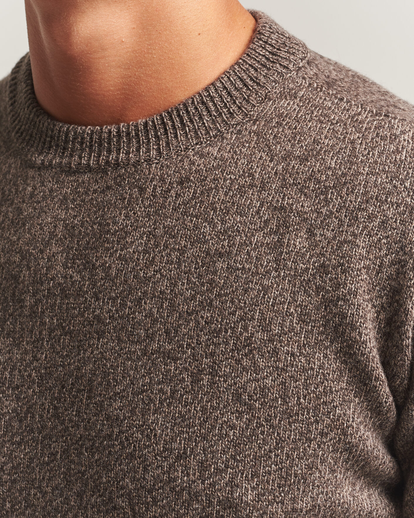 Herr | Tröjor | Altea | Wool/Cashmere Crew Neck Pullover Brown Melange