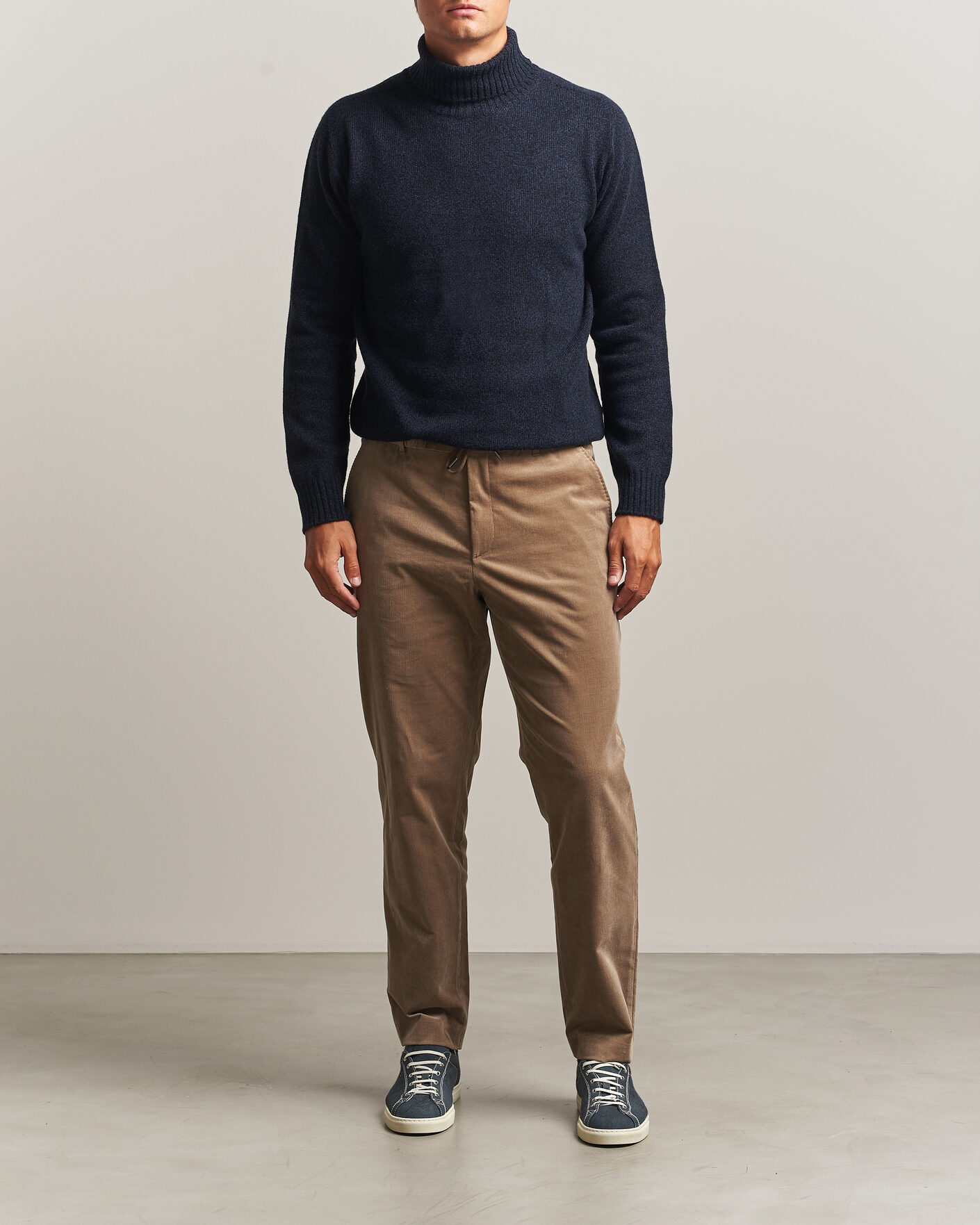 Herr | Tröjor | Altea | Wool/Cashmere Rollneck Navy Melange