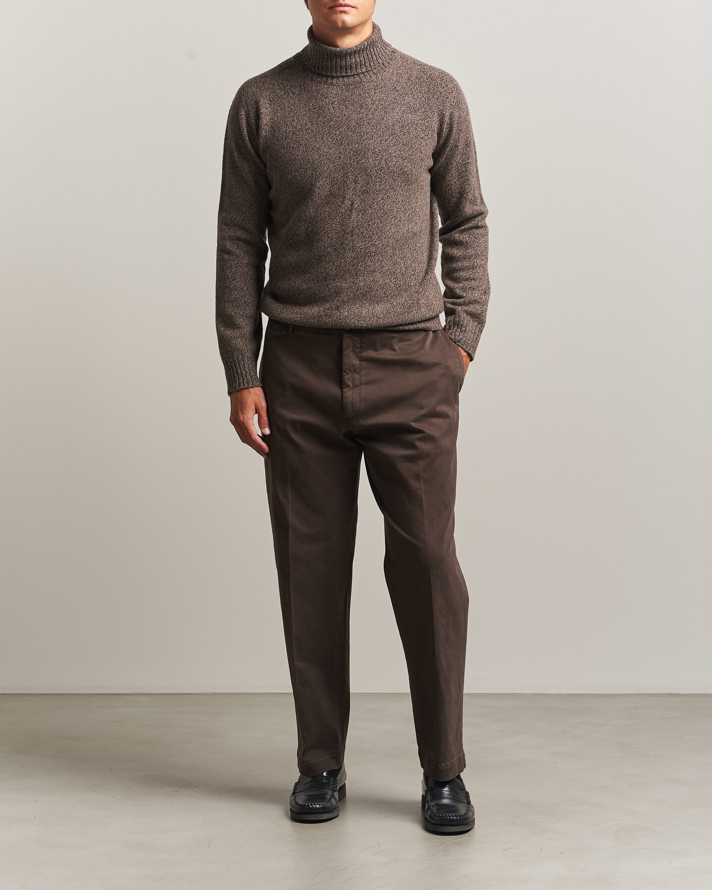 Herr | Tröjor | Altea | Wool/Cashmere Rollneck Brown Melange