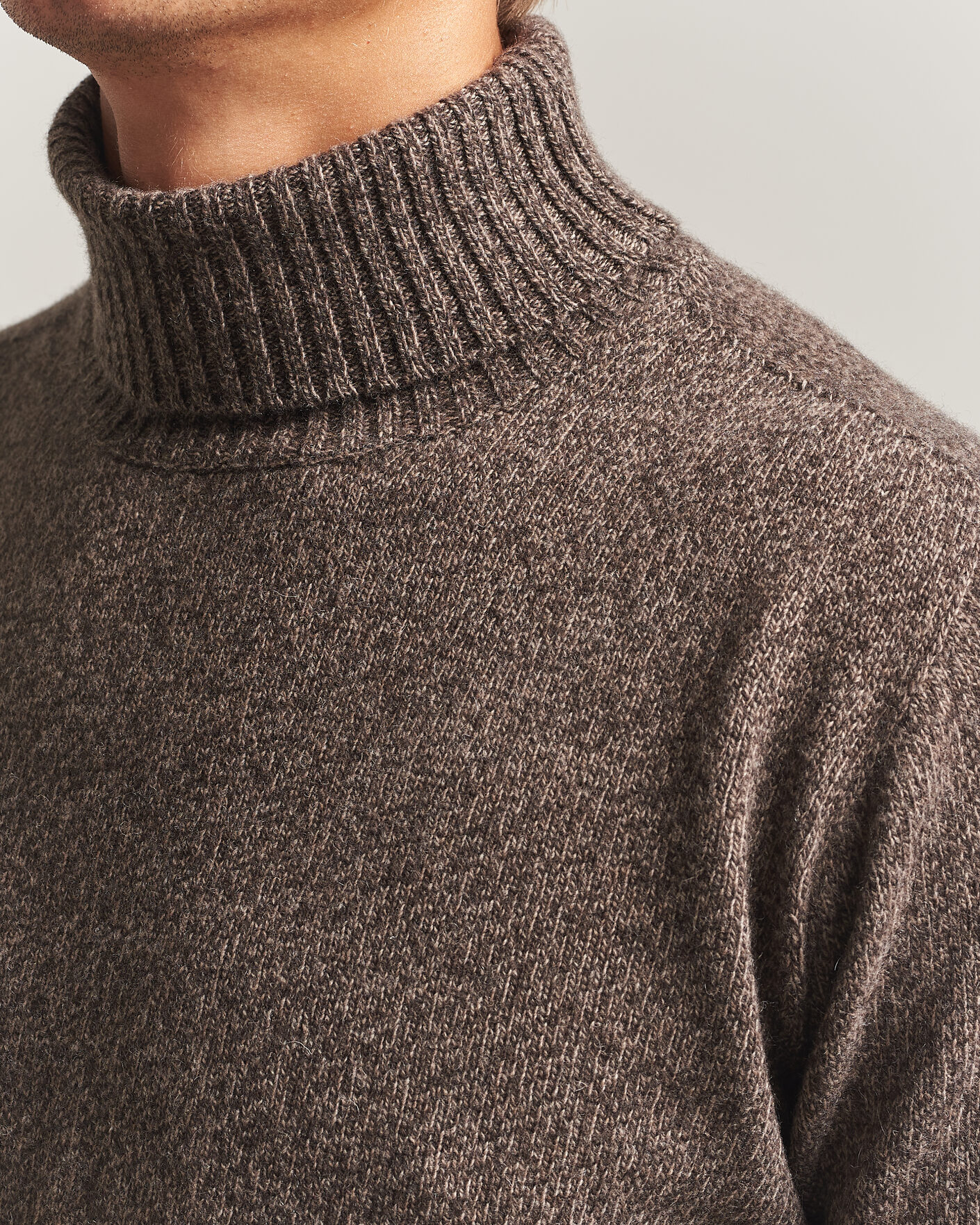 Herr | Tröjor | Altea | Wool/Cashmere Rollneck Brown Melange