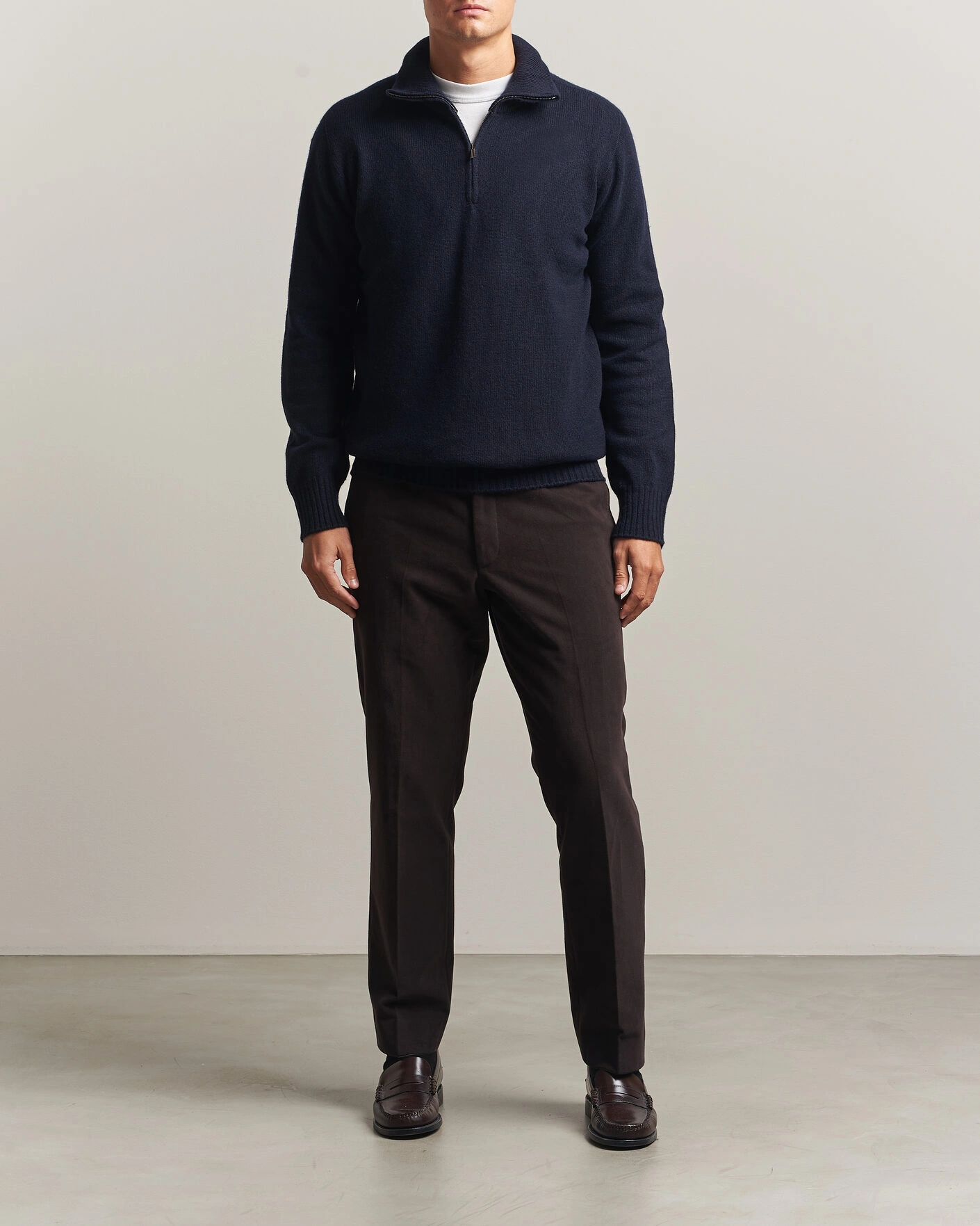 Herr | Tröjor | Altea | Wool/Cashmere Half Zip Navy