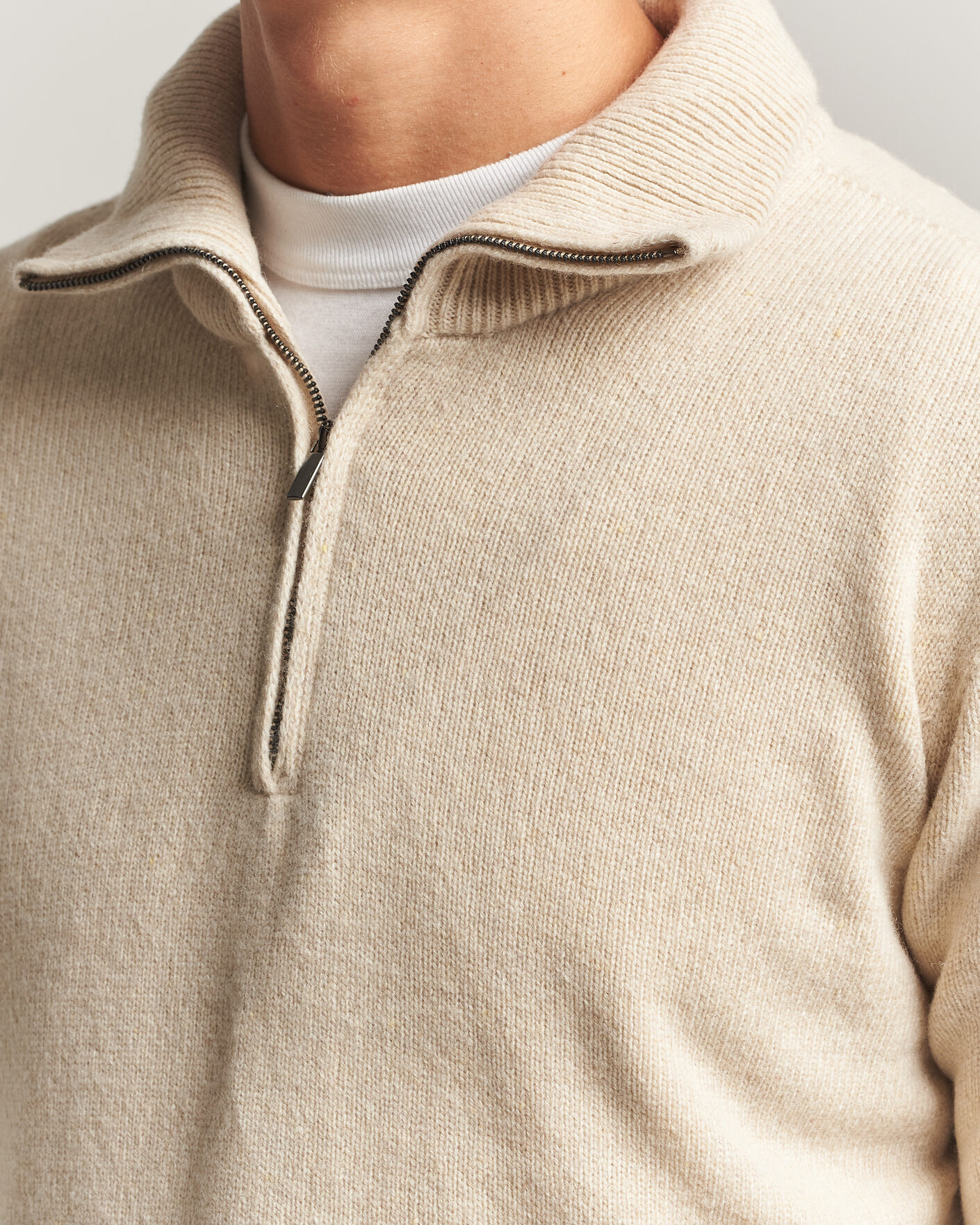 Herr | Tröjor | Altea | Wool/Cashmere Half Zip Beige