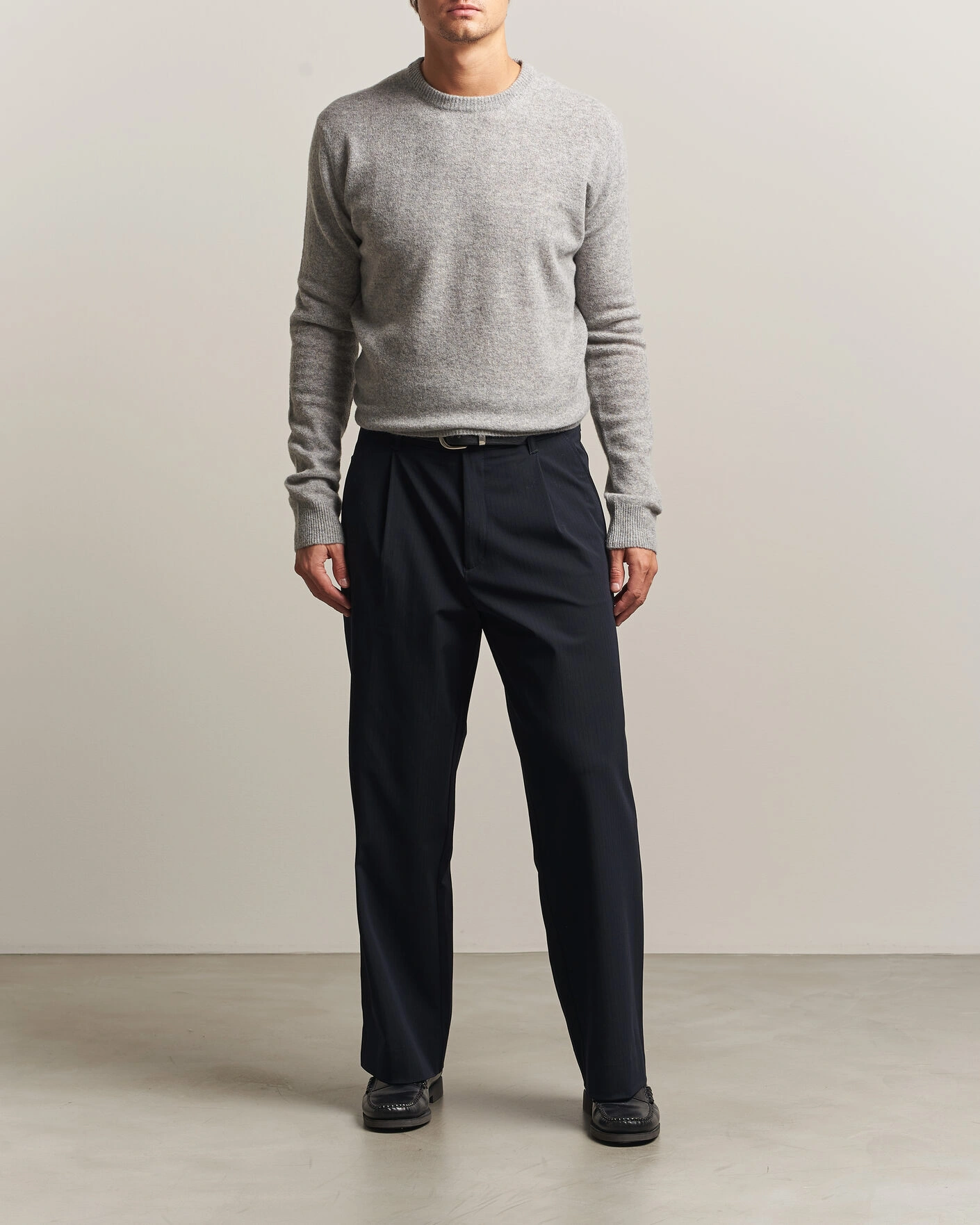 Herr | Tröjor | Altea | Cloud Cashmere Blend Sweater Grey Melange