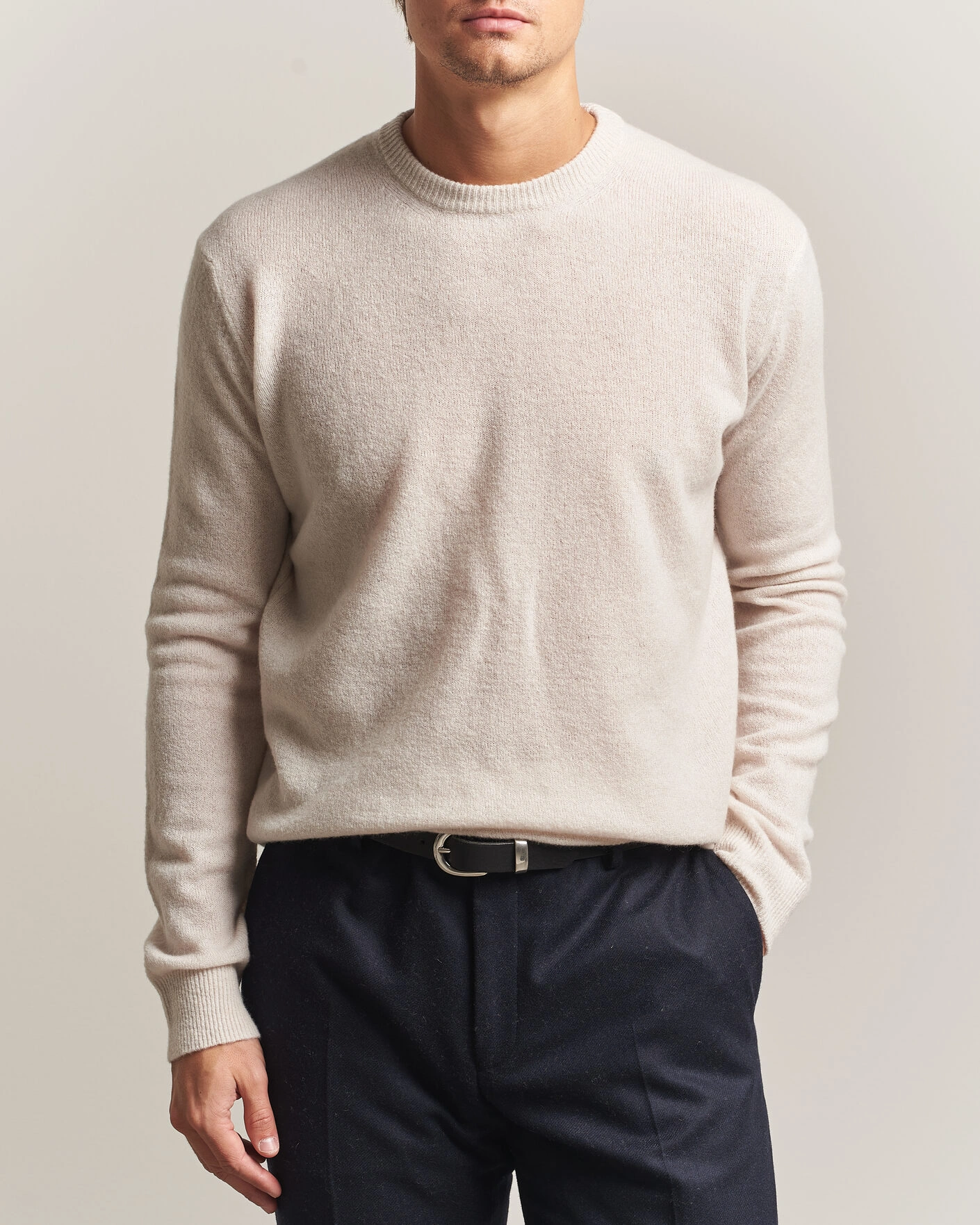 Herr | Tröjor | Altea | Cloud Cashmere Blend Sweater Latte