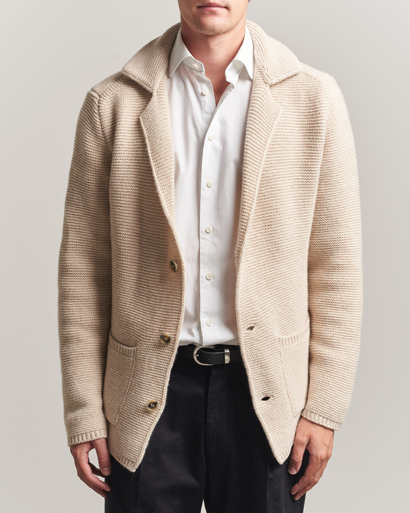 Herr | Tröjor | Altea | Wool Cardigan Jacket Beige