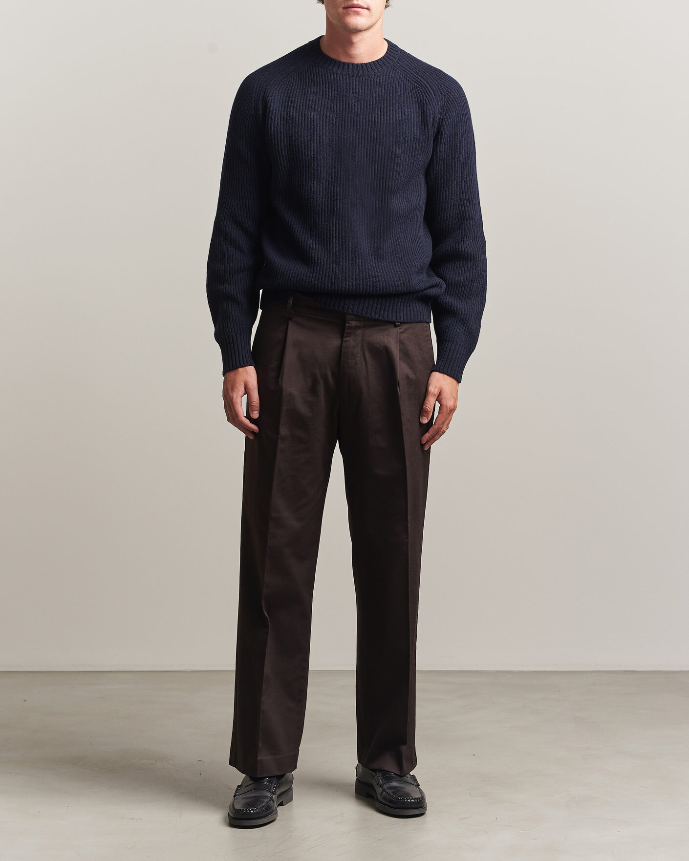 Herr | Tröjor | Altea | Rib Wool Crew Neck Navy