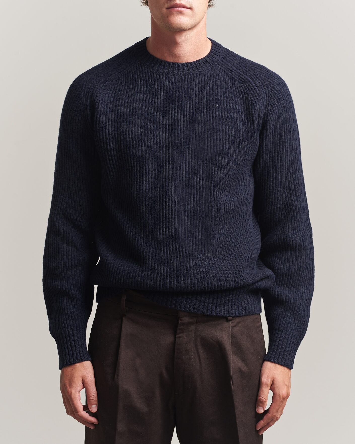 Herr | Tröjor | Altea | Rib Wool Crew Neck Navy
