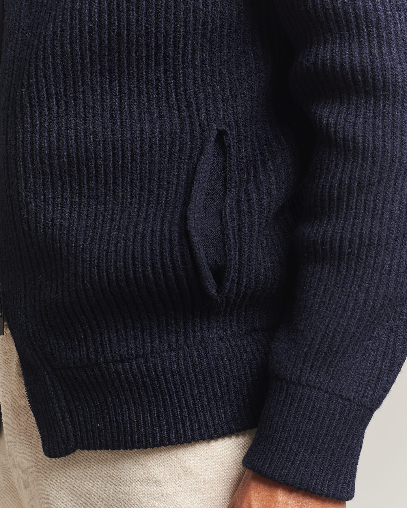 Herr | Tröjor | Altea | Rib Wool Bomber Cardigan Navy