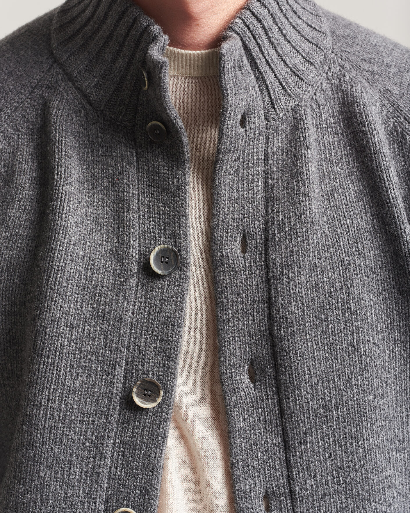 Herr | Tröjor | Altea | Raglan Sleeve Buttoned Cardigan Grey Melange