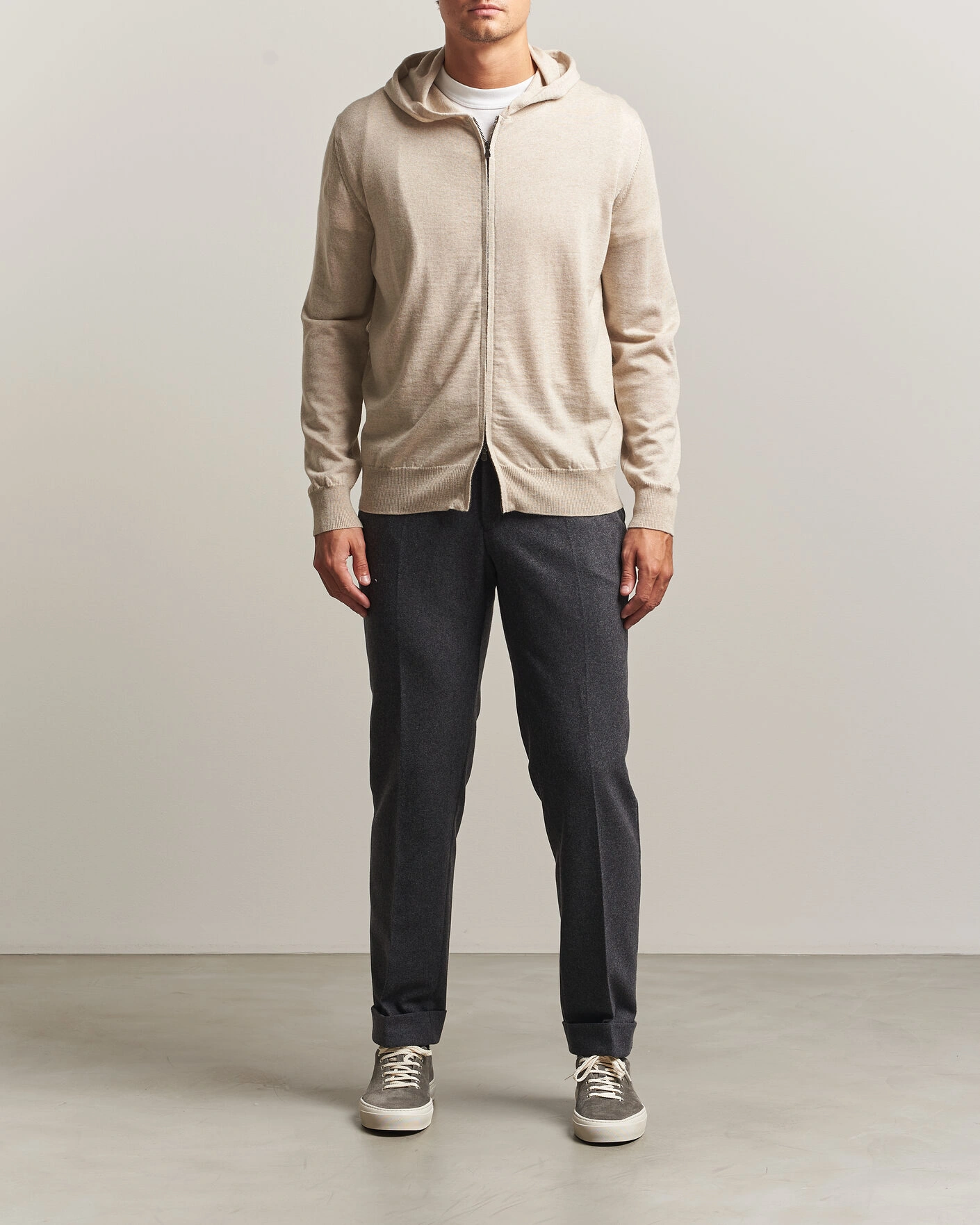 Herr | Tröjor | Altea | Merino Wool Cardigan Beige